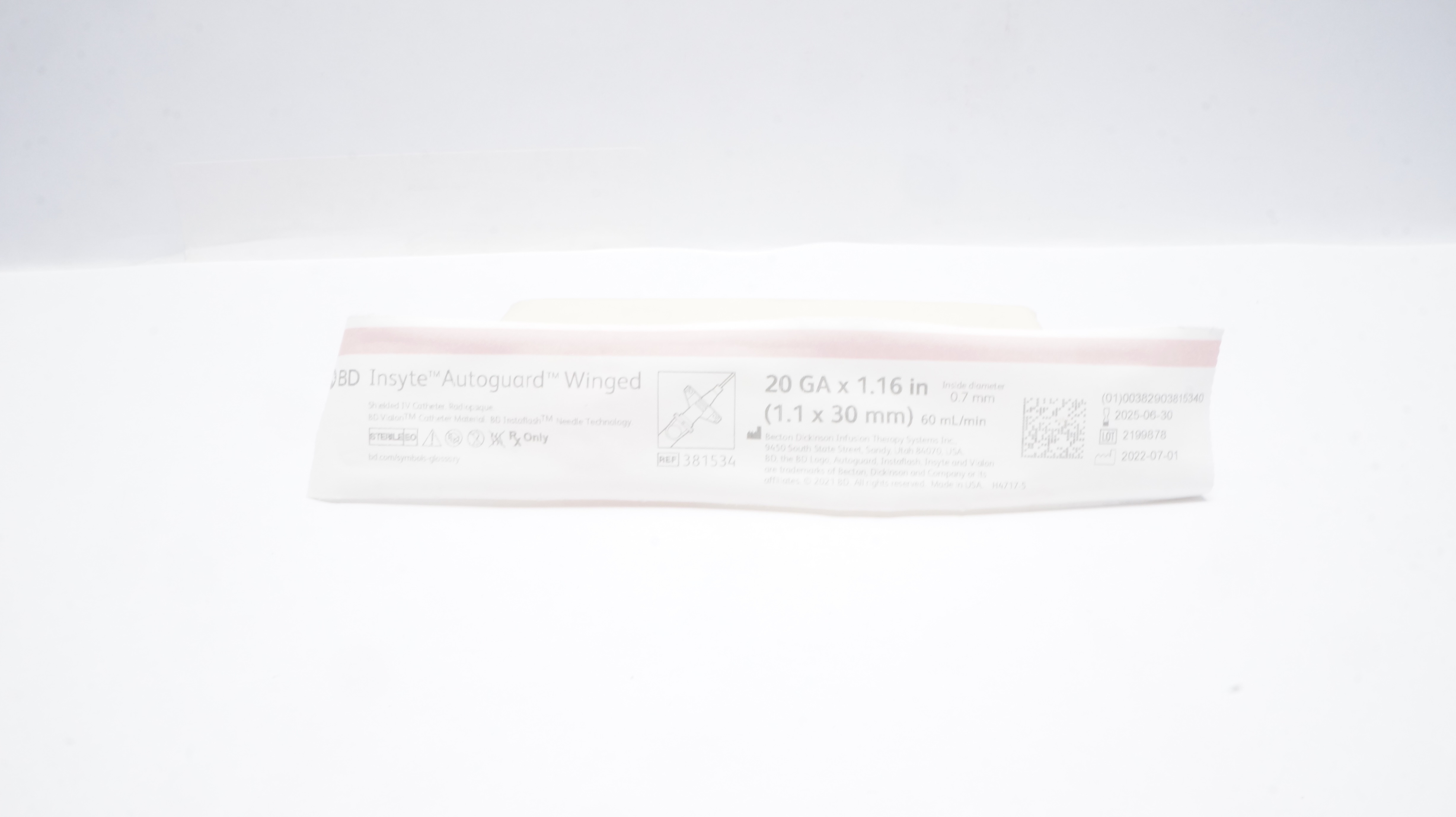 BD 381534 Insyte Autoguard Shielded I.V. Cath. 20Ga x 1.16inch 60mL/min-Lot of 5