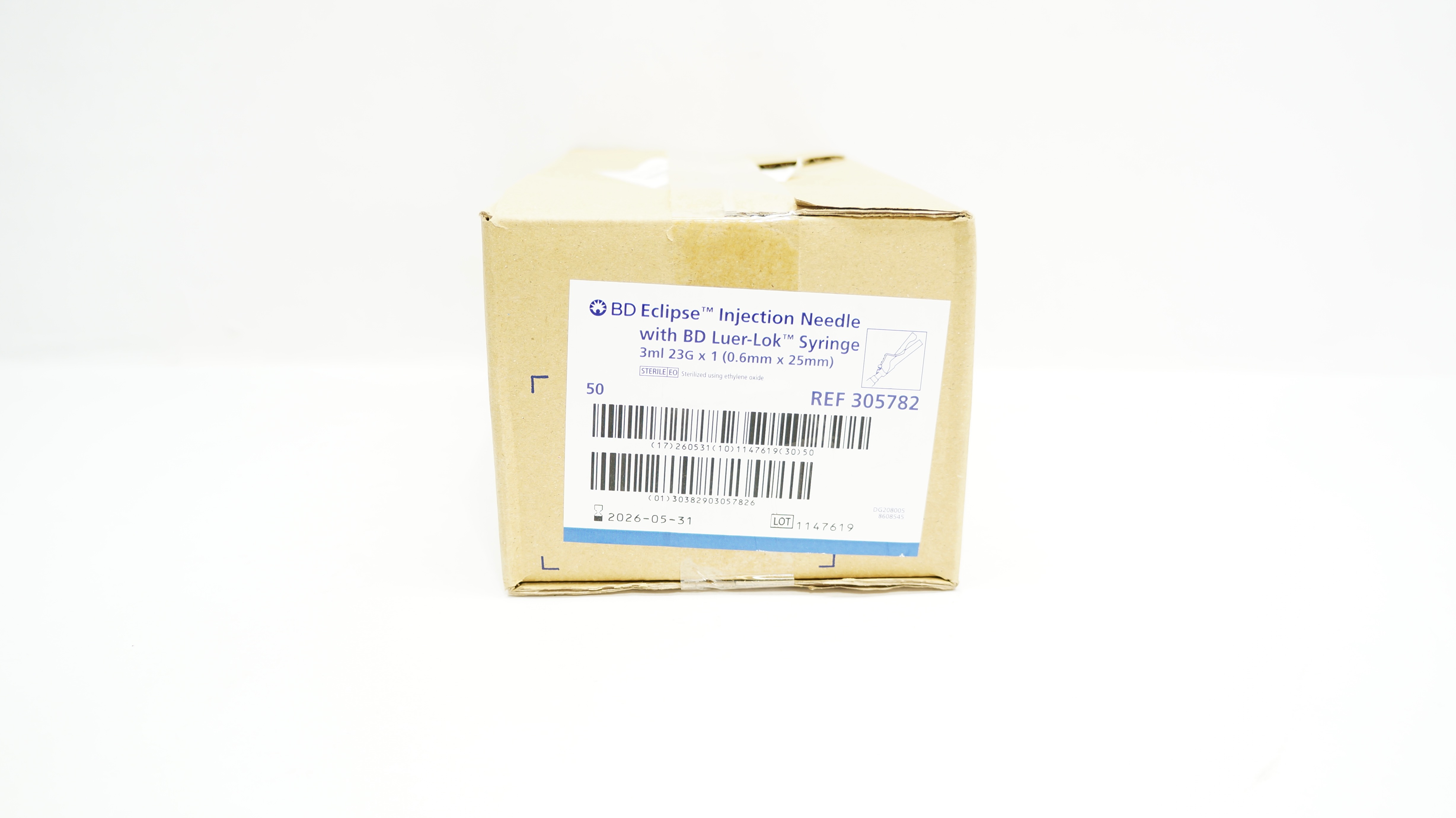 BD 305782 Eclipse Injection Needle with Luer-Lok Syringe 3ml 23G x 1 - Box of 50