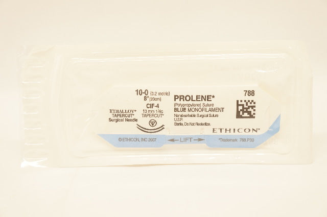 Ethicon 788 10-0 PROLENE Polypropylene Stre GIF-4, 13mm 1/4c Tapercut, 8inch (x)