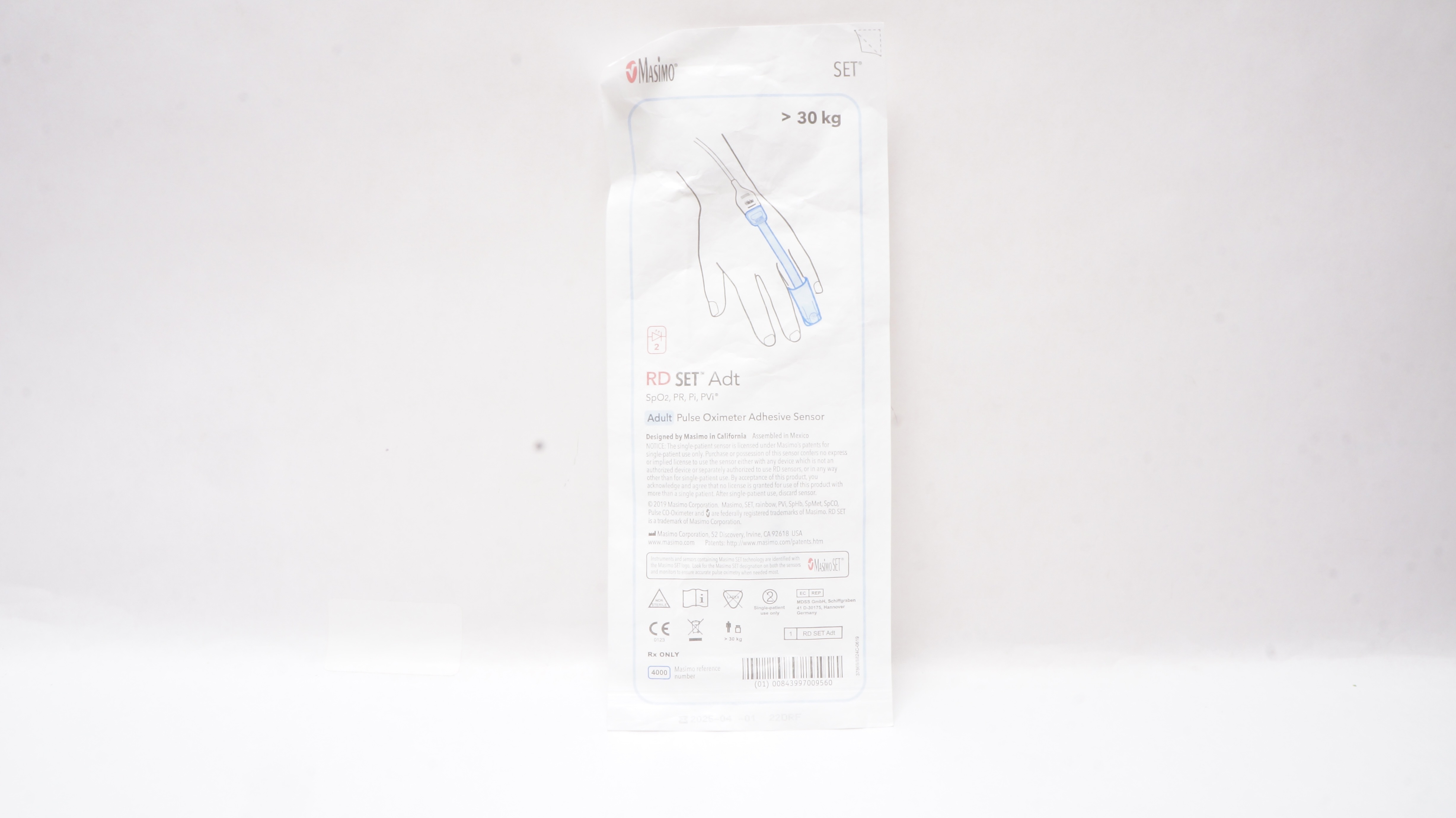 Masimo 4000 RD SET Adt Adult Pulse Oximeter Adhesive Sensor >30kg