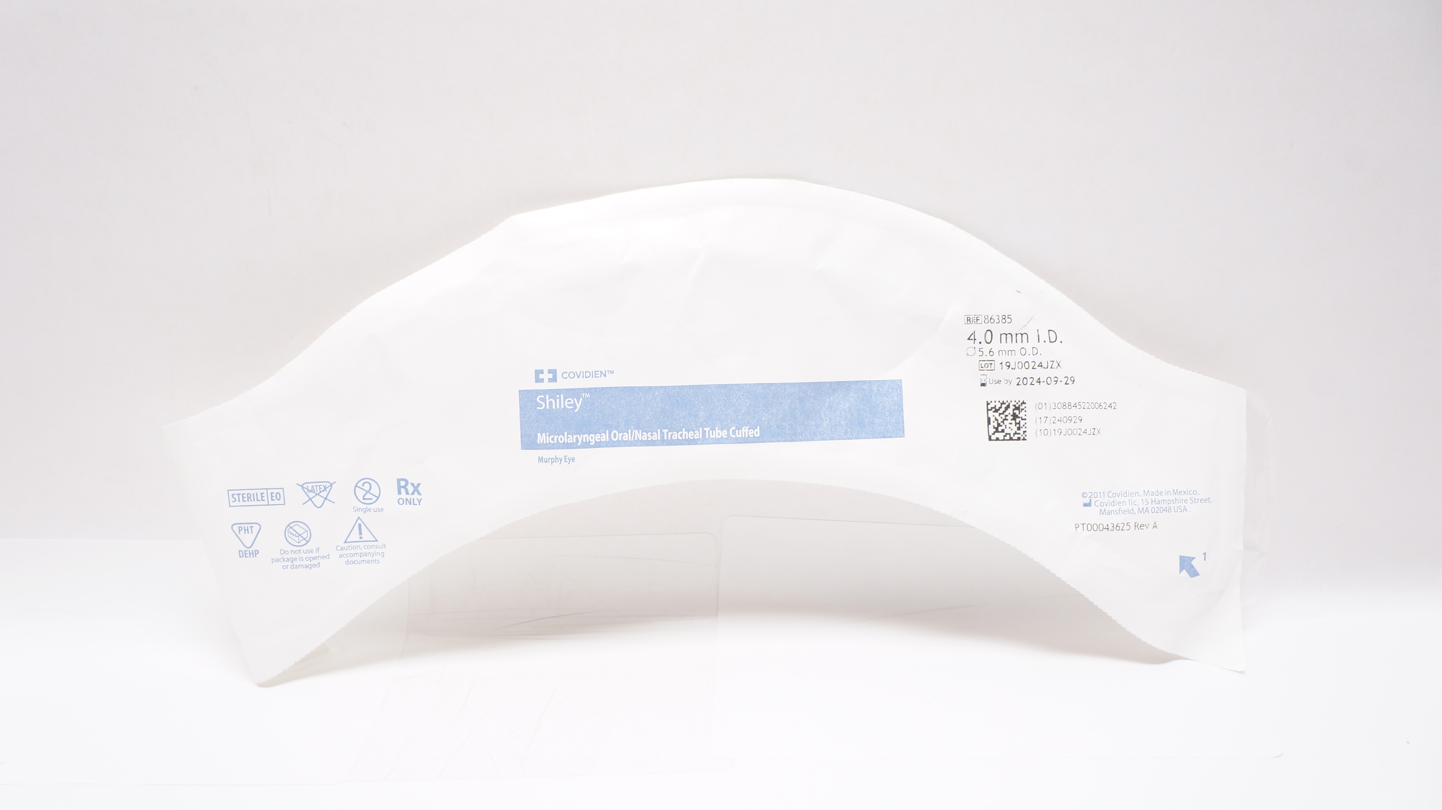 Covidien 86385 Shiley Microlaryngeal Oral/Nasal Tracheal Tube 4.0mm ID x 5.6mmOD