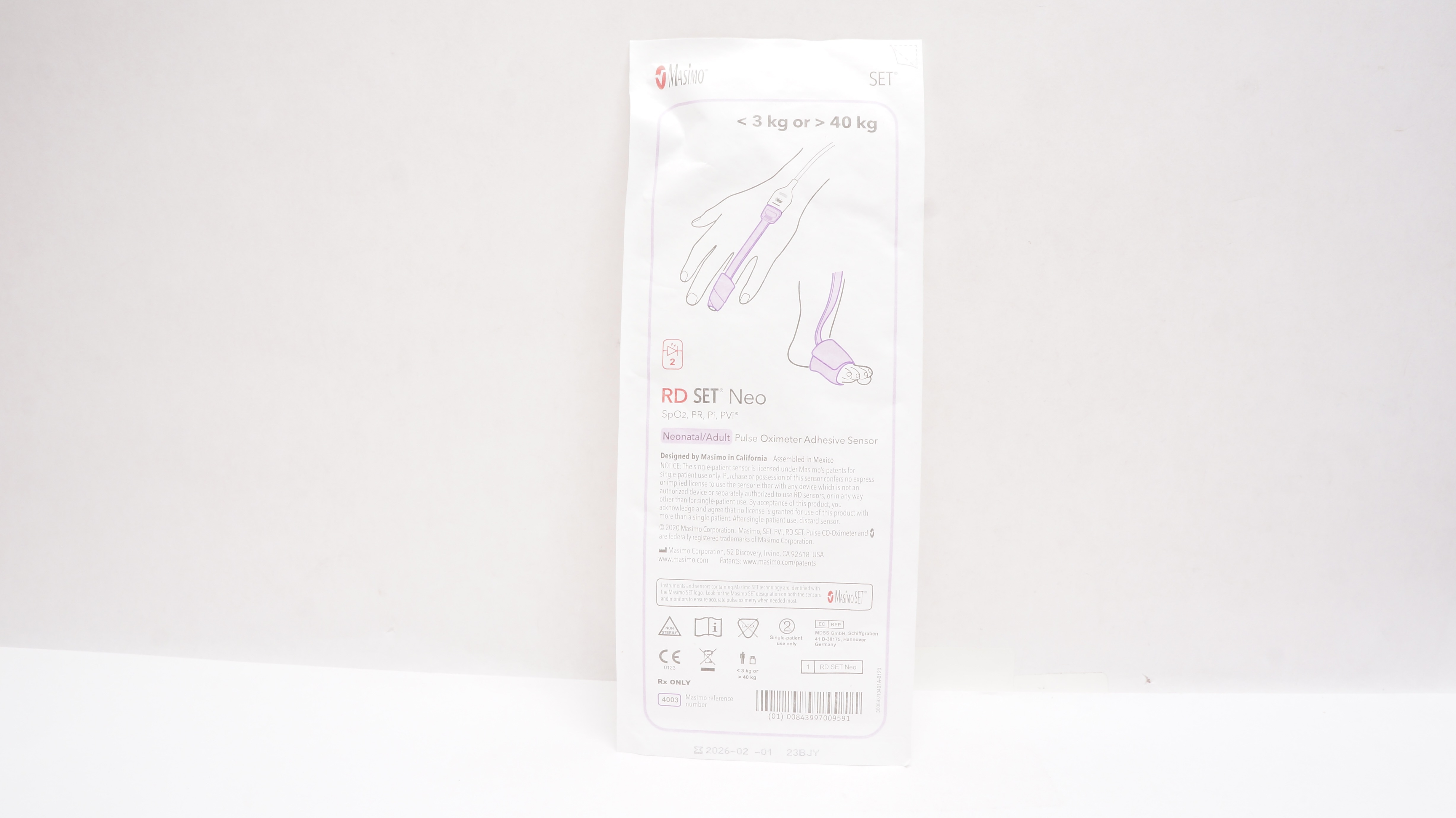 Masimo 4003 RD SET Neonatal/Adult Pulse Oximeter Adhesive Sensor 40kg