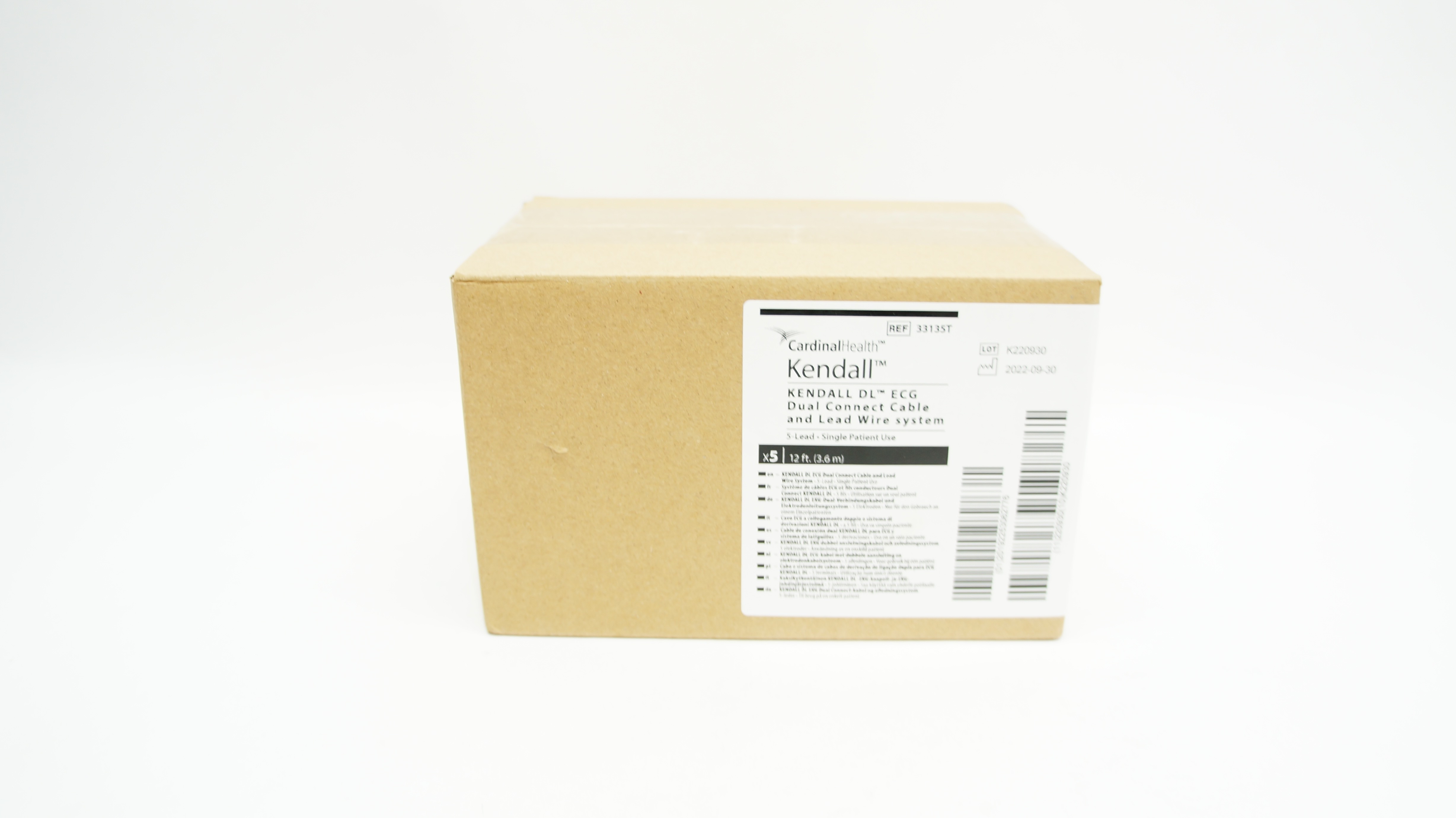 Cardinal Health 33135T Kendall DL ECG Dual Connect Cable 12ft - Box of 5