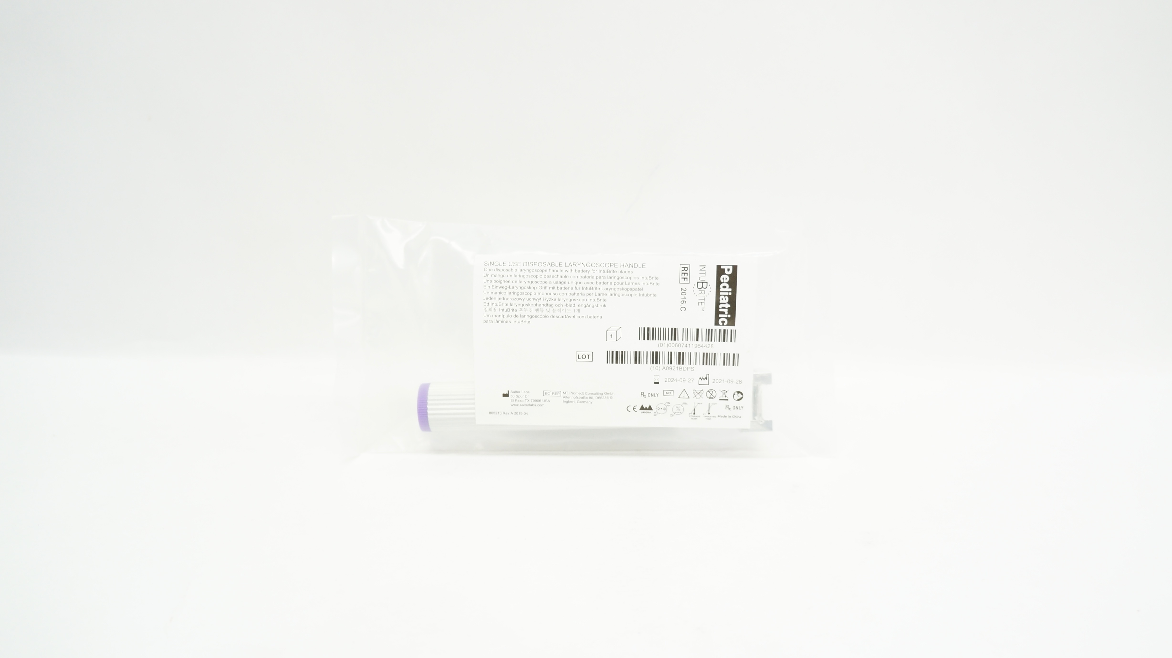 Salter Labs 2016.C IntuBrite Disposable Laryngoscope Handle, Size Pediatric