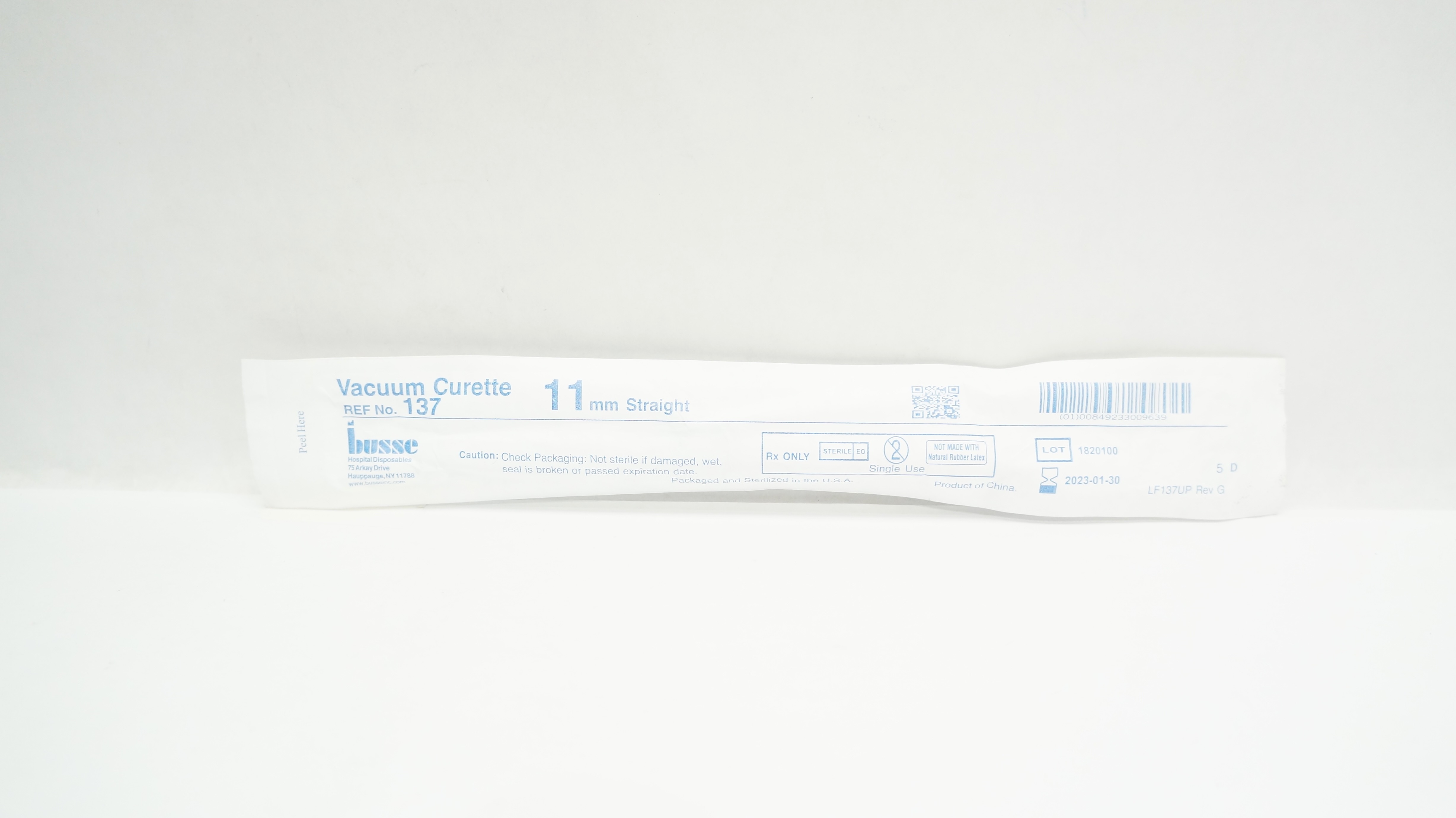 Busse 137 Vacuum Curette 11mm Straight