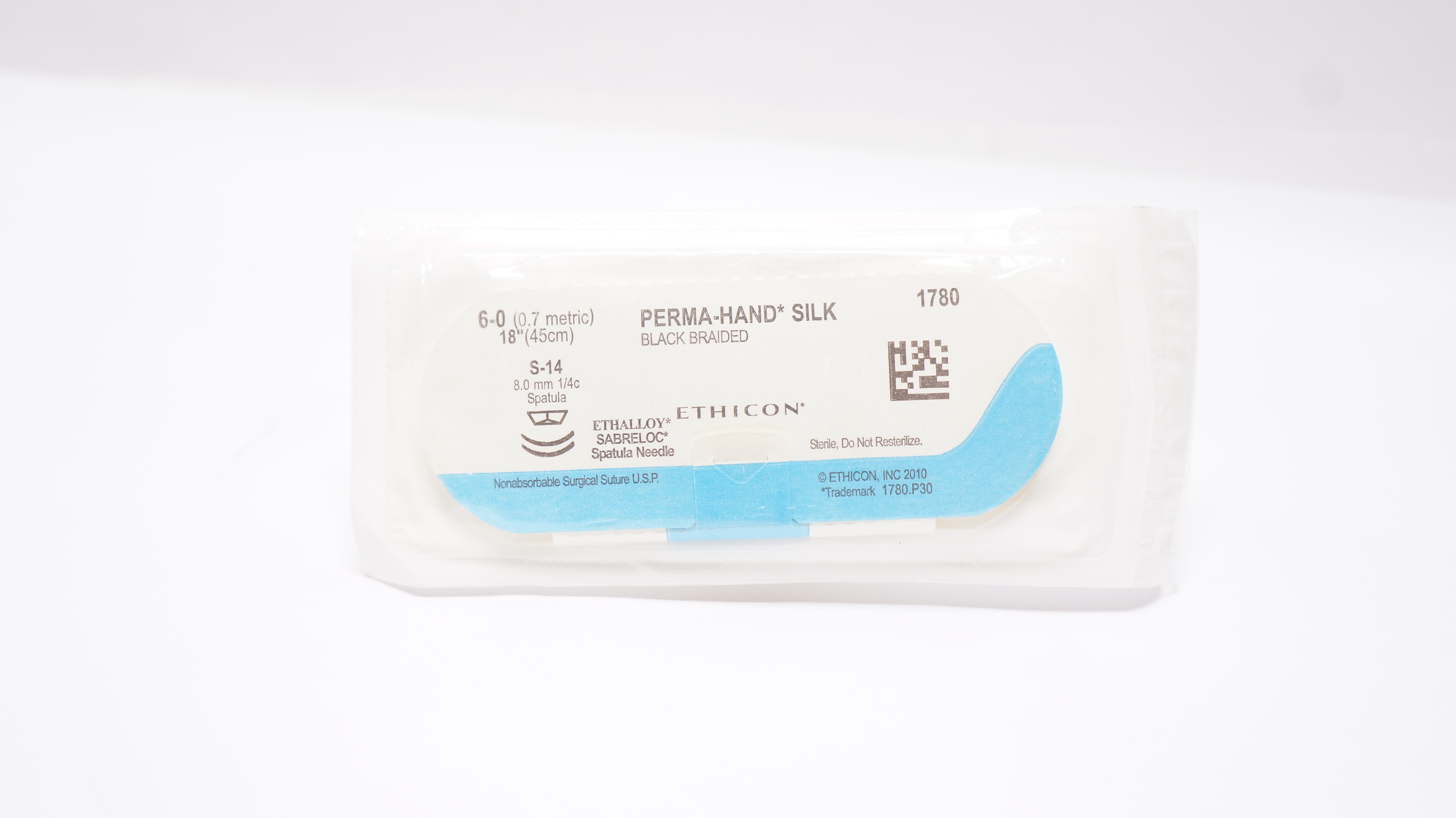 Ethicon 1780 Perma-Hand Silk 6-0 18in. S-14 8.0mm Spatula Needle Suture