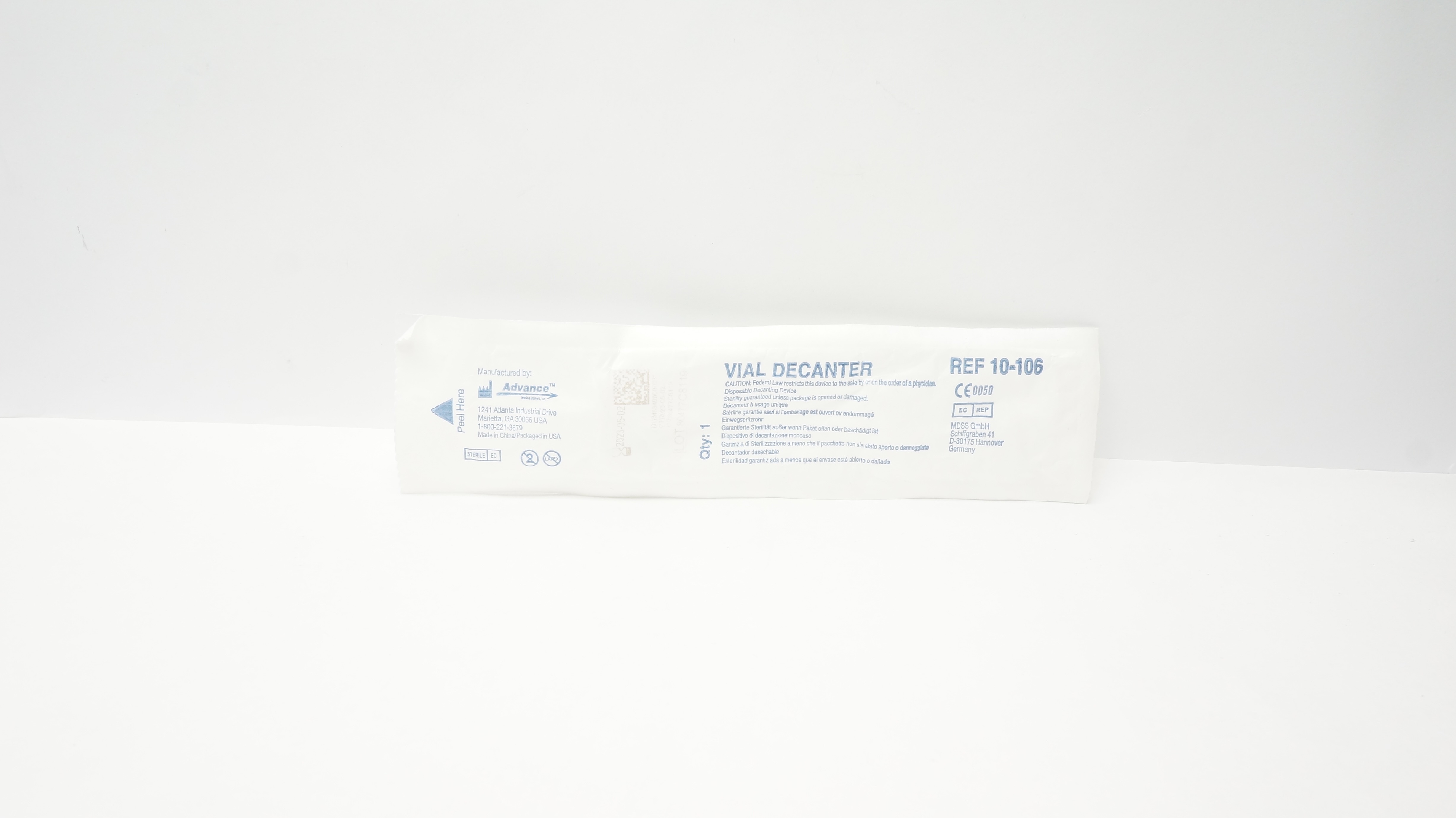 Advance 10-106 Disposable Vial Decanter (x)