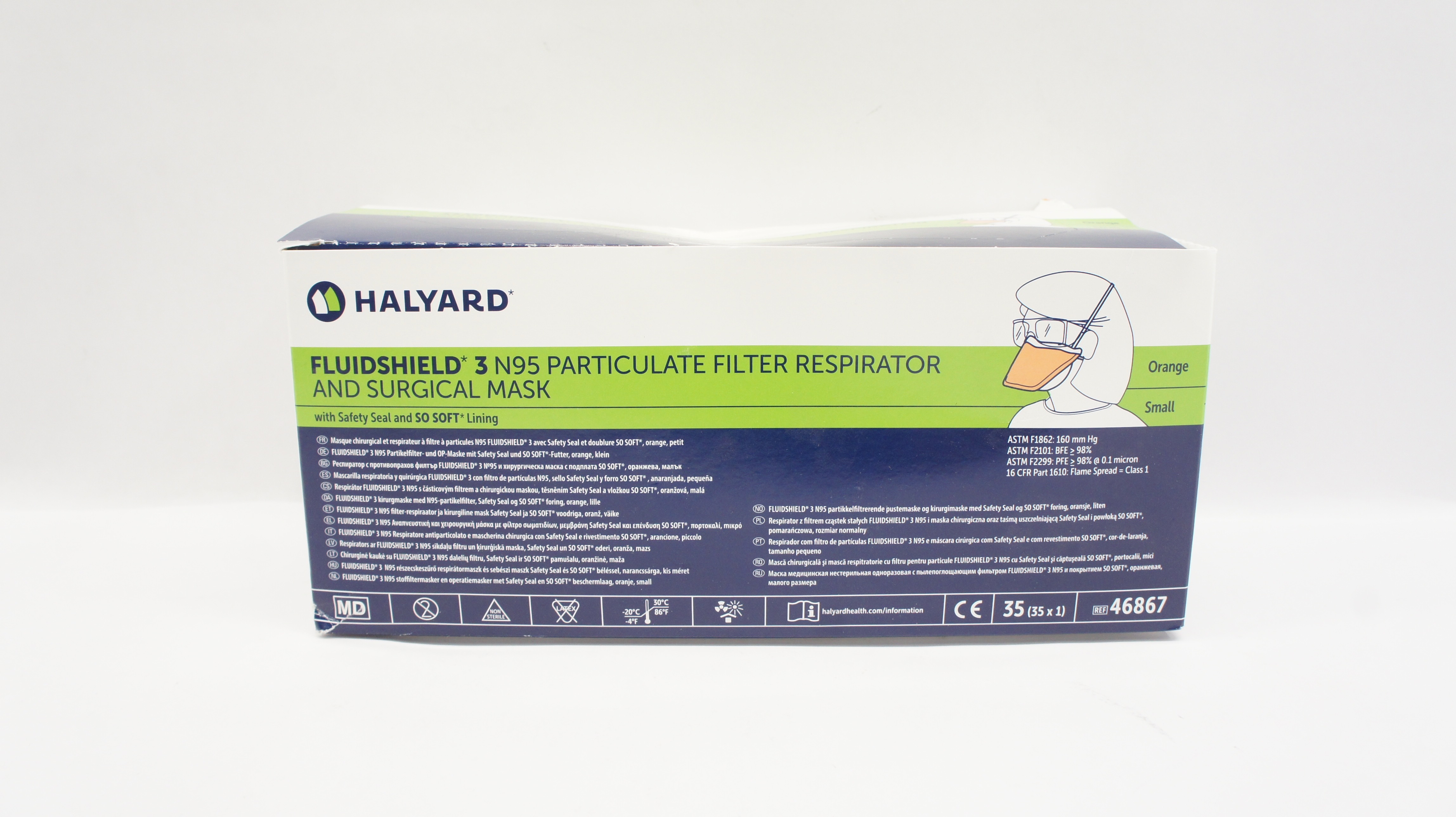 Halyard 46867 Fluidshield 3 N95 Particulate Filter Respirator Small ...