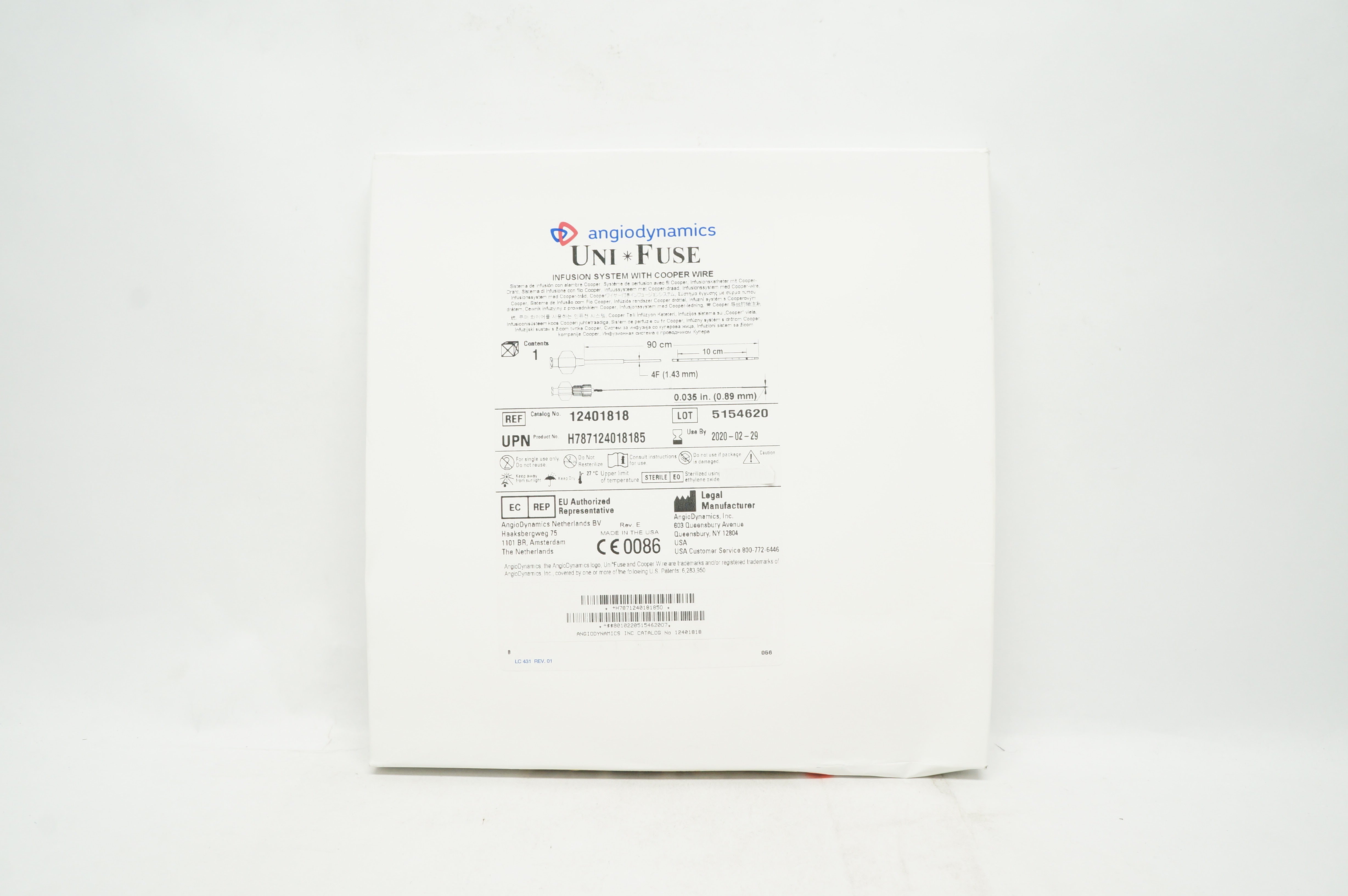 AngioDynamics 12401818 Uni-Fuse Infusion System with Cooper Wire 4Fx90x10cm (x)