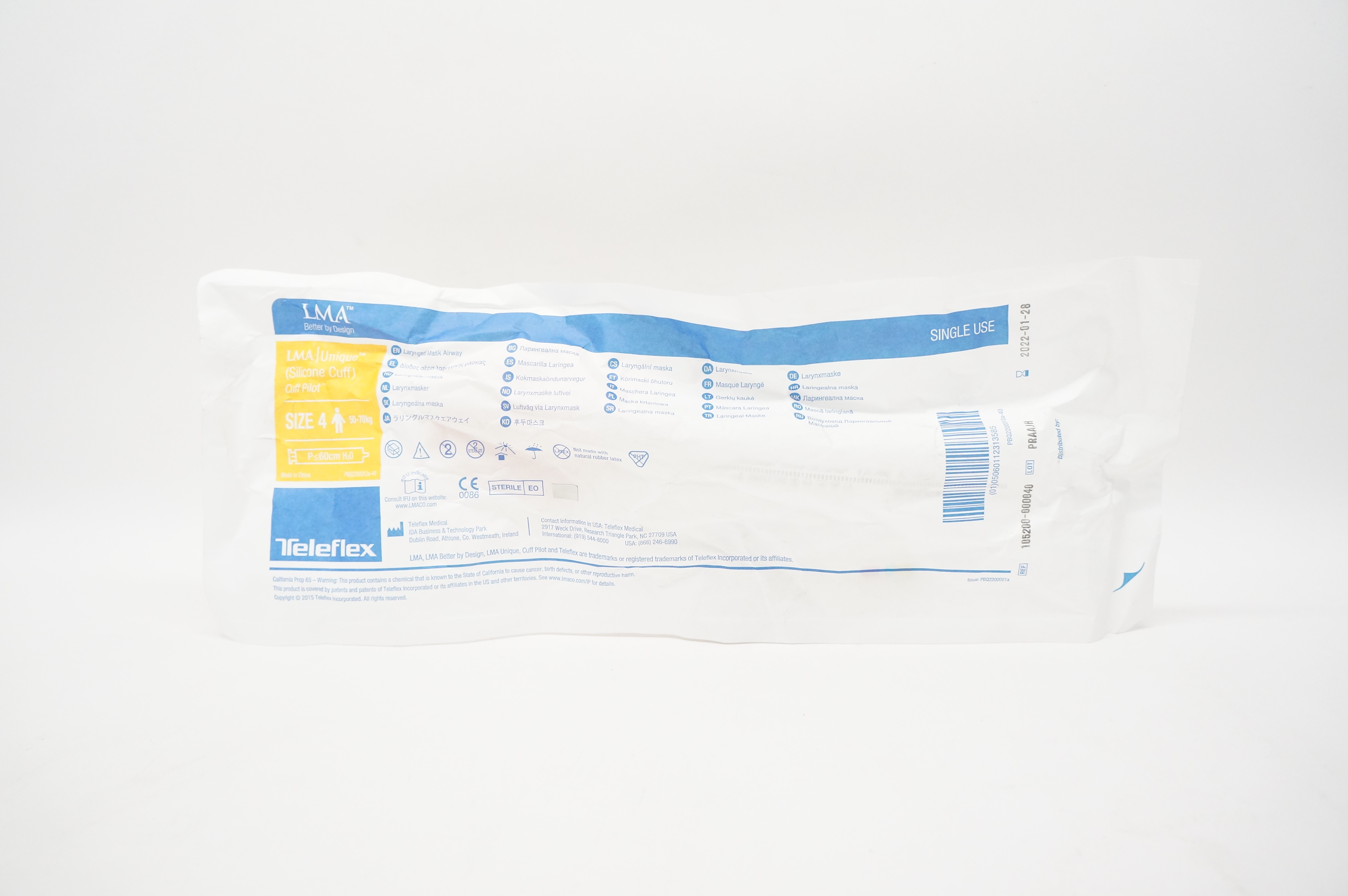 Teleflex 105200-000040 LMA Unique Cuff Pilot Laryngeal Mask Size 4 50 ...