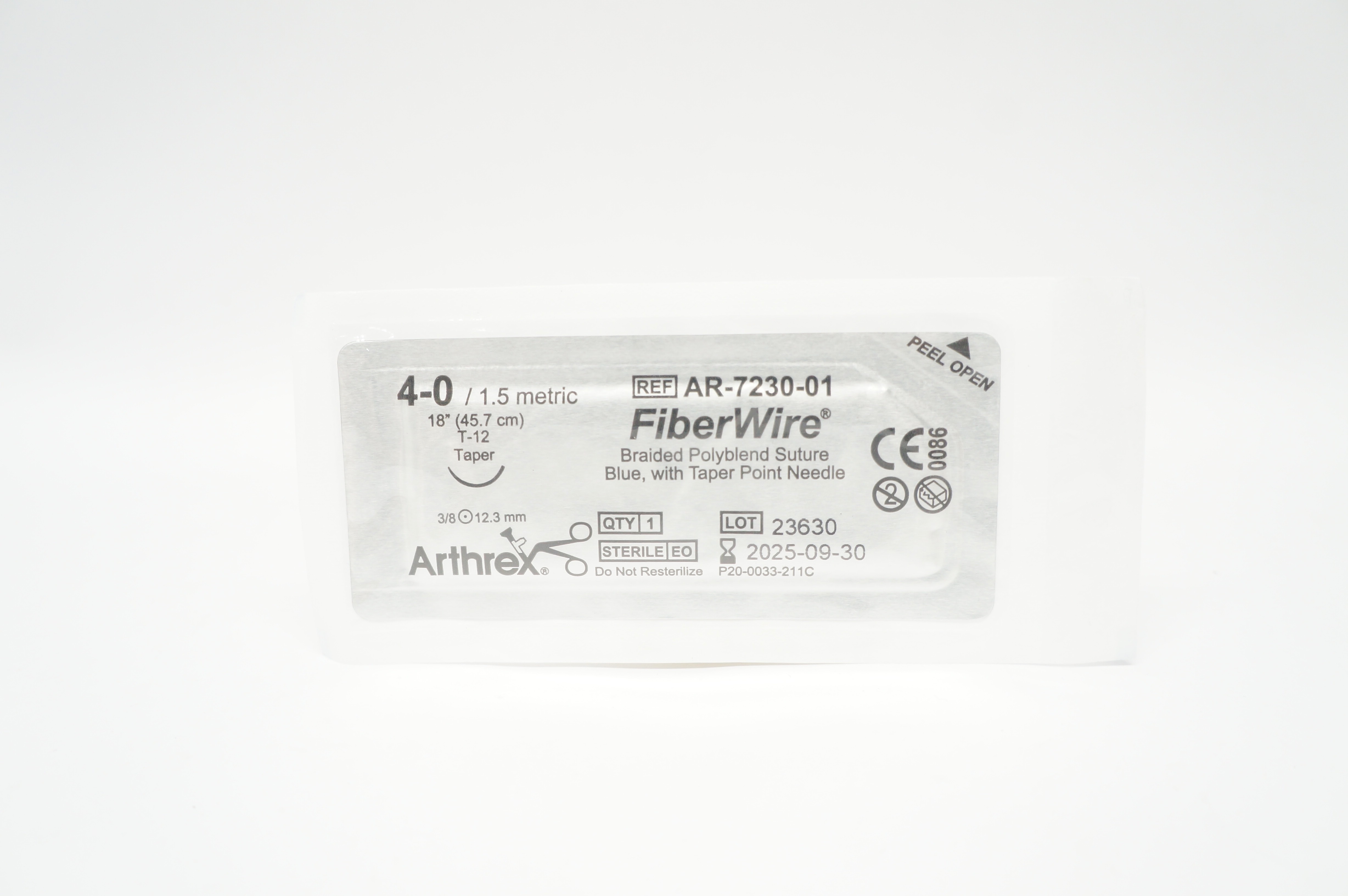 Arthrex AR-7230-01 4-0 FiberWire Braided Stre T-12 12.3mm 3/8 Taper 18inch