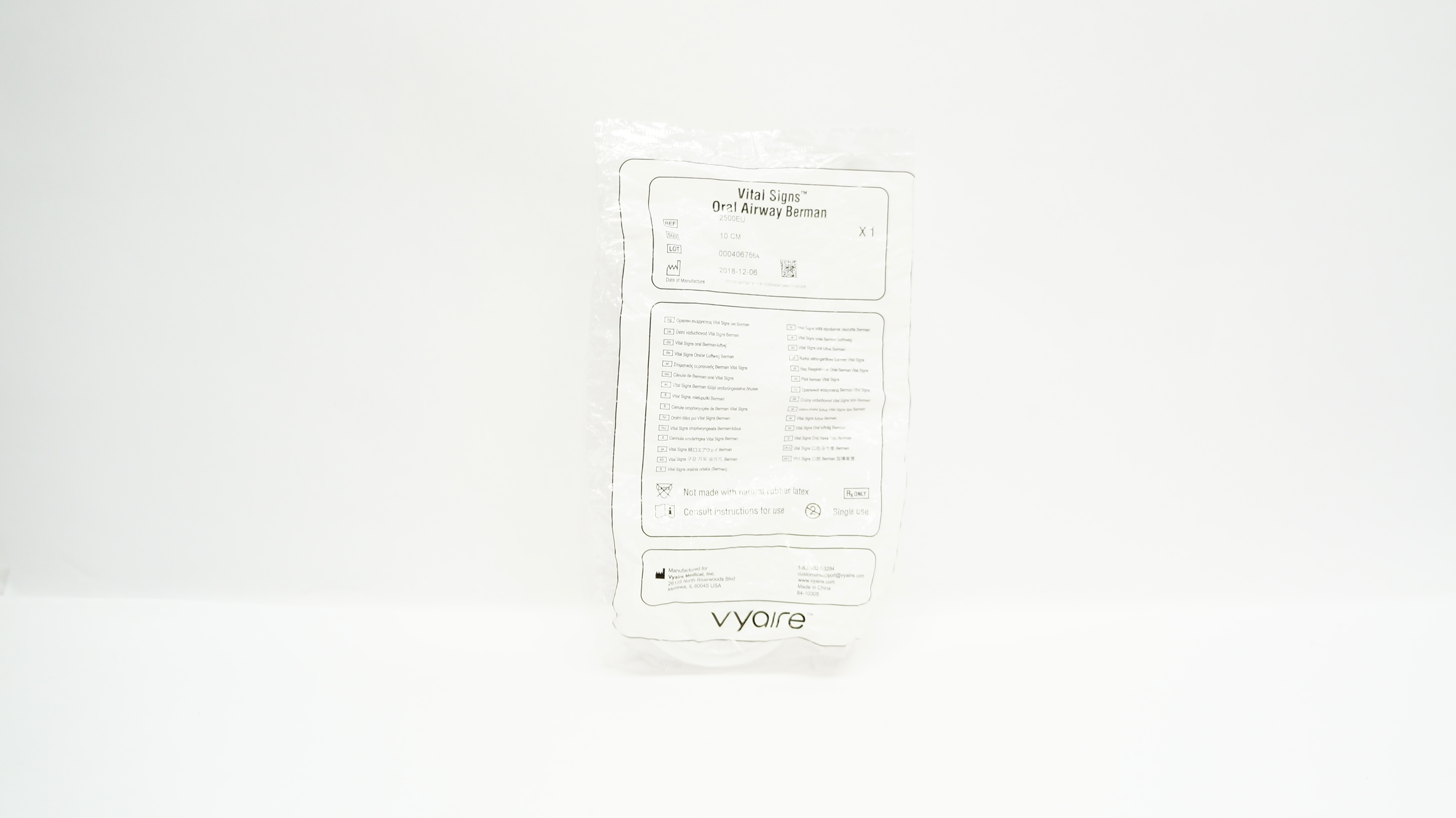 Vyaire 2500EU Vital Signs Oral Airway Berman 10cm