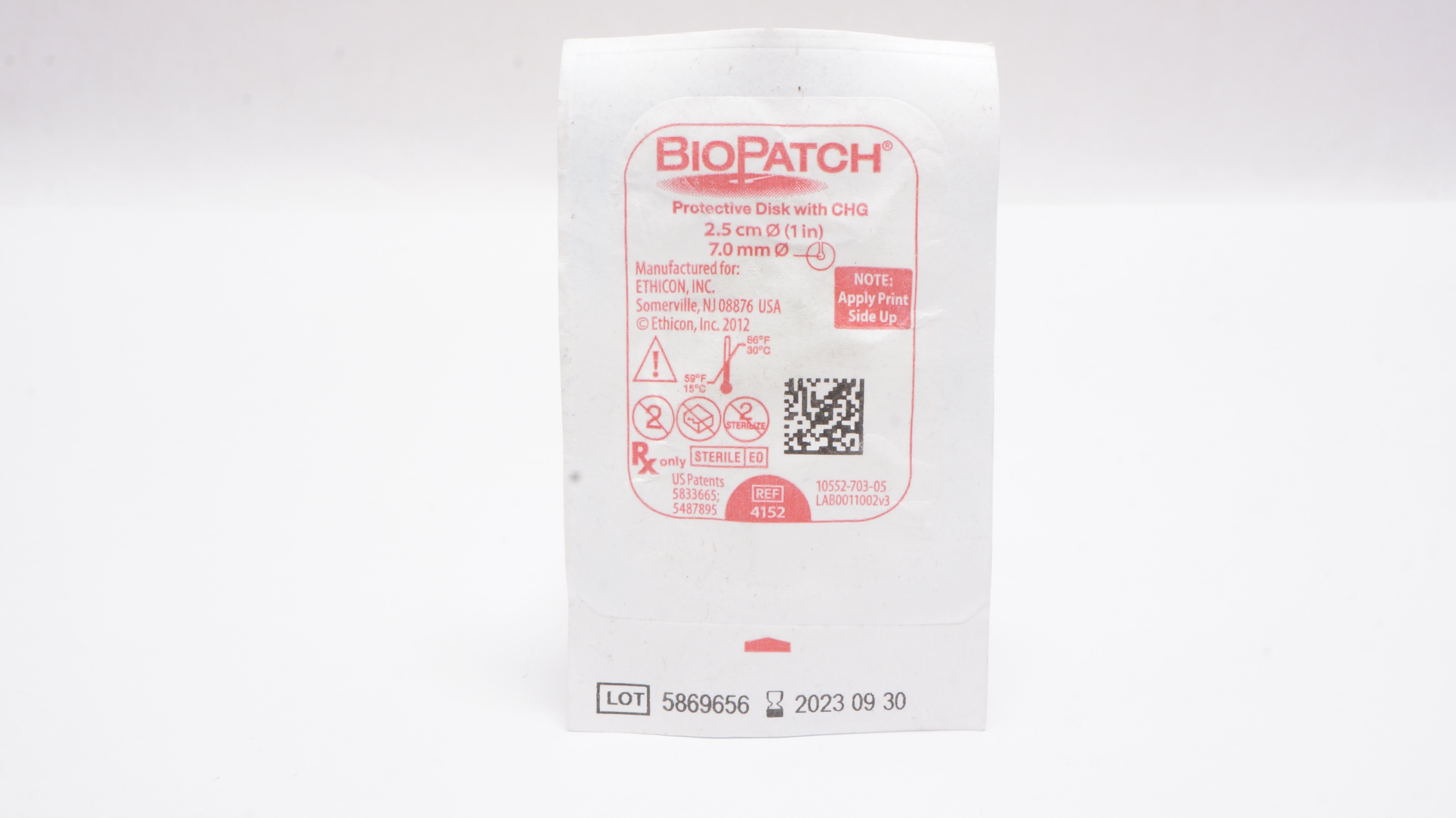 Ethicon 4152 BioPatch Protective Disk with GHG 1inch x 7.0mm (x)