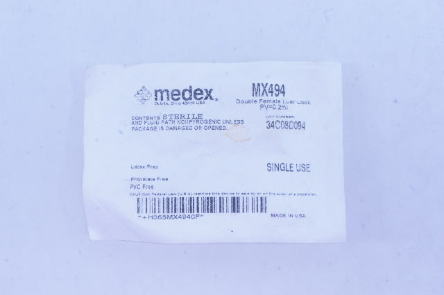 Medex MX494 Double Female Luer Lock 0.2ml