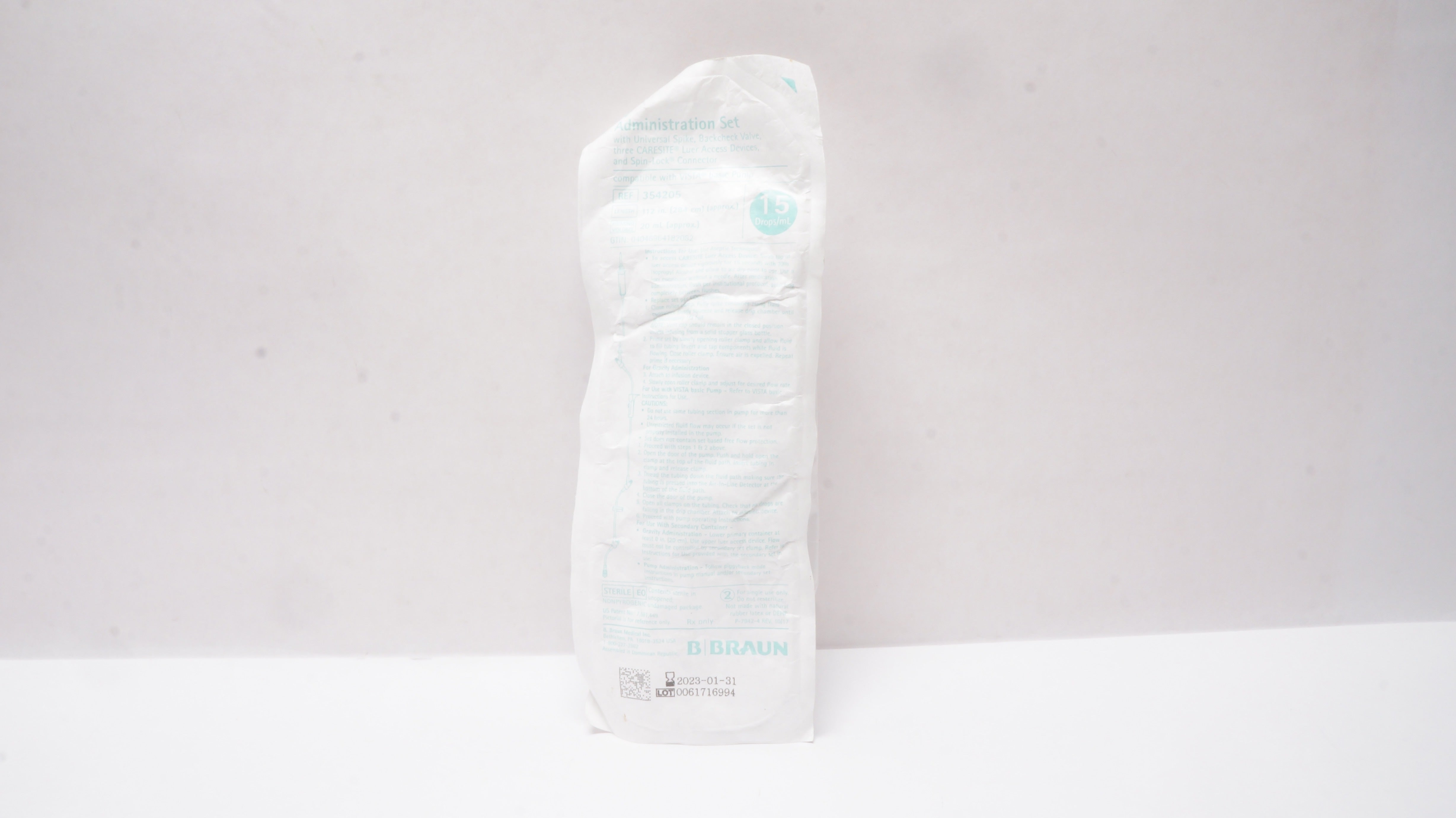 Braun 354205 IV Administration Set 112inch x 20mL 15Drops/mL (x)