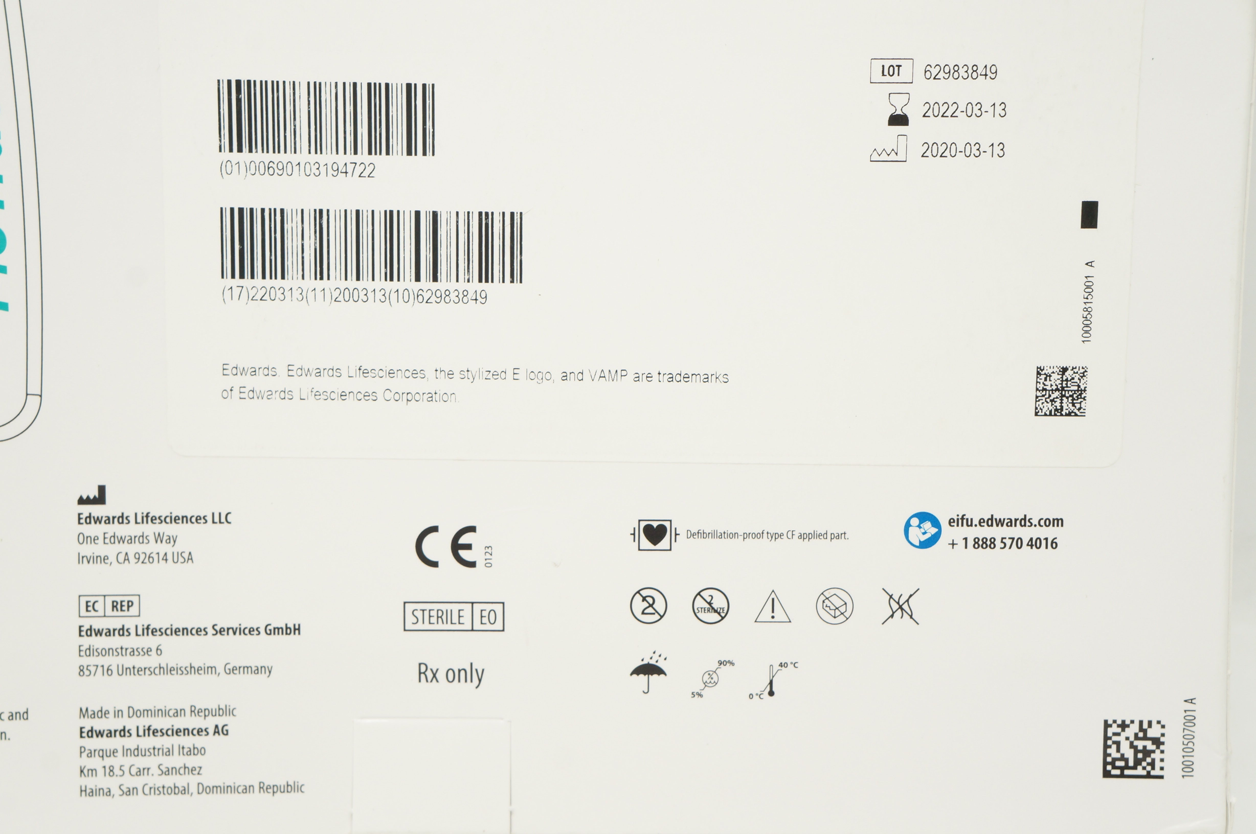 Edwards Lifesciences MHD6AZ FloTrac Sensor 60inch x 5ml