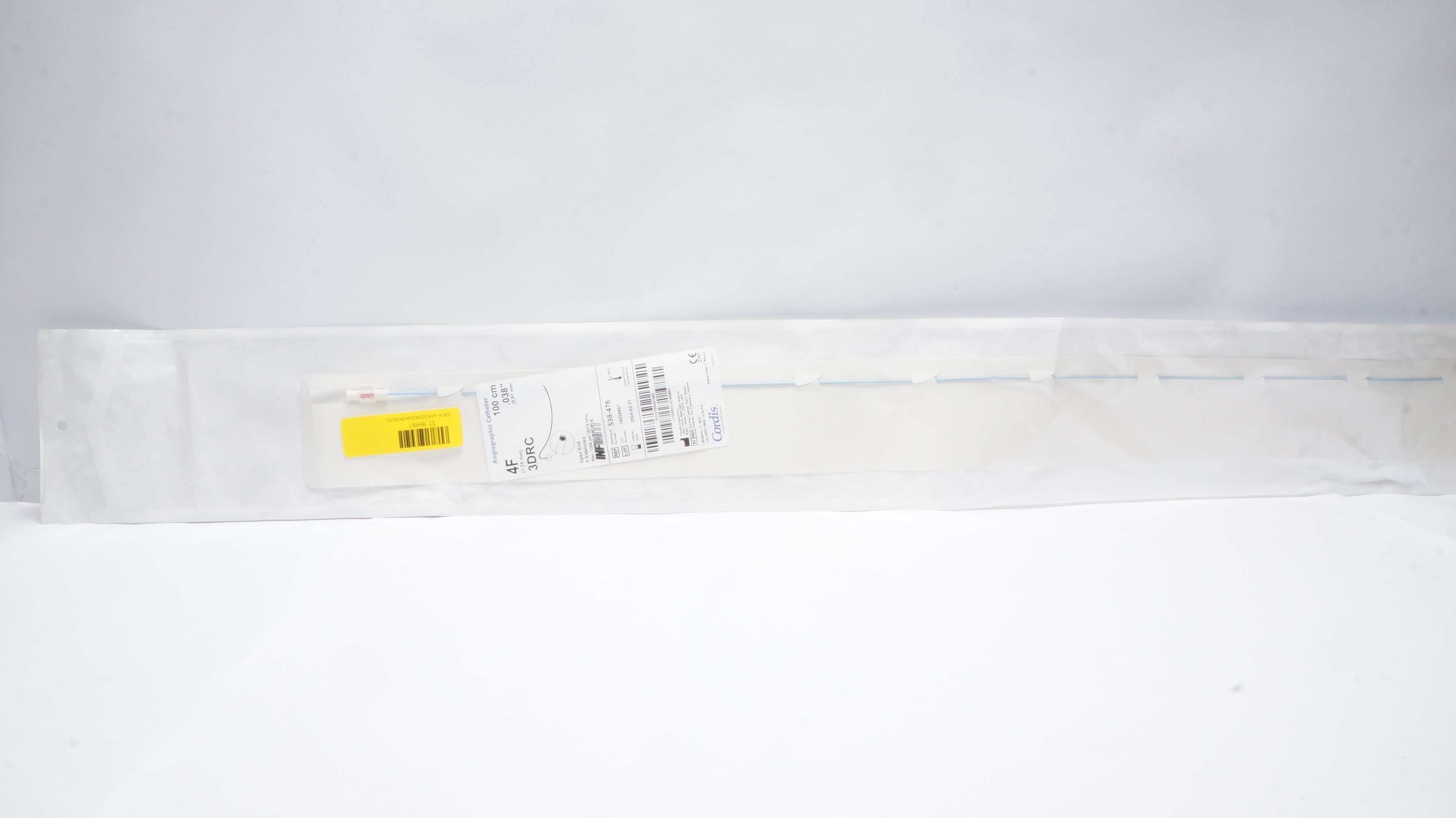 Cordis 538-476 Infiniti Angiographic Cath. 3DRC, 4Fr x 100cm x .038inch (x)