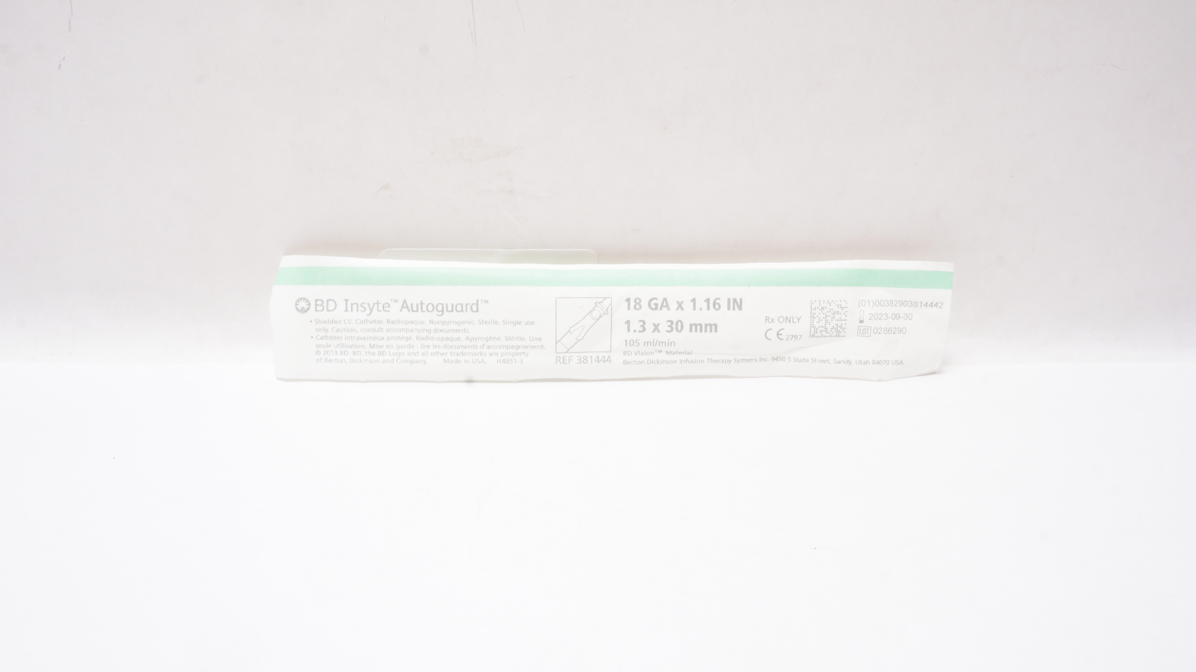 BD 381444 BD Insyte Autoguard Shielded IV Cath. 18Ga x 1.16inch