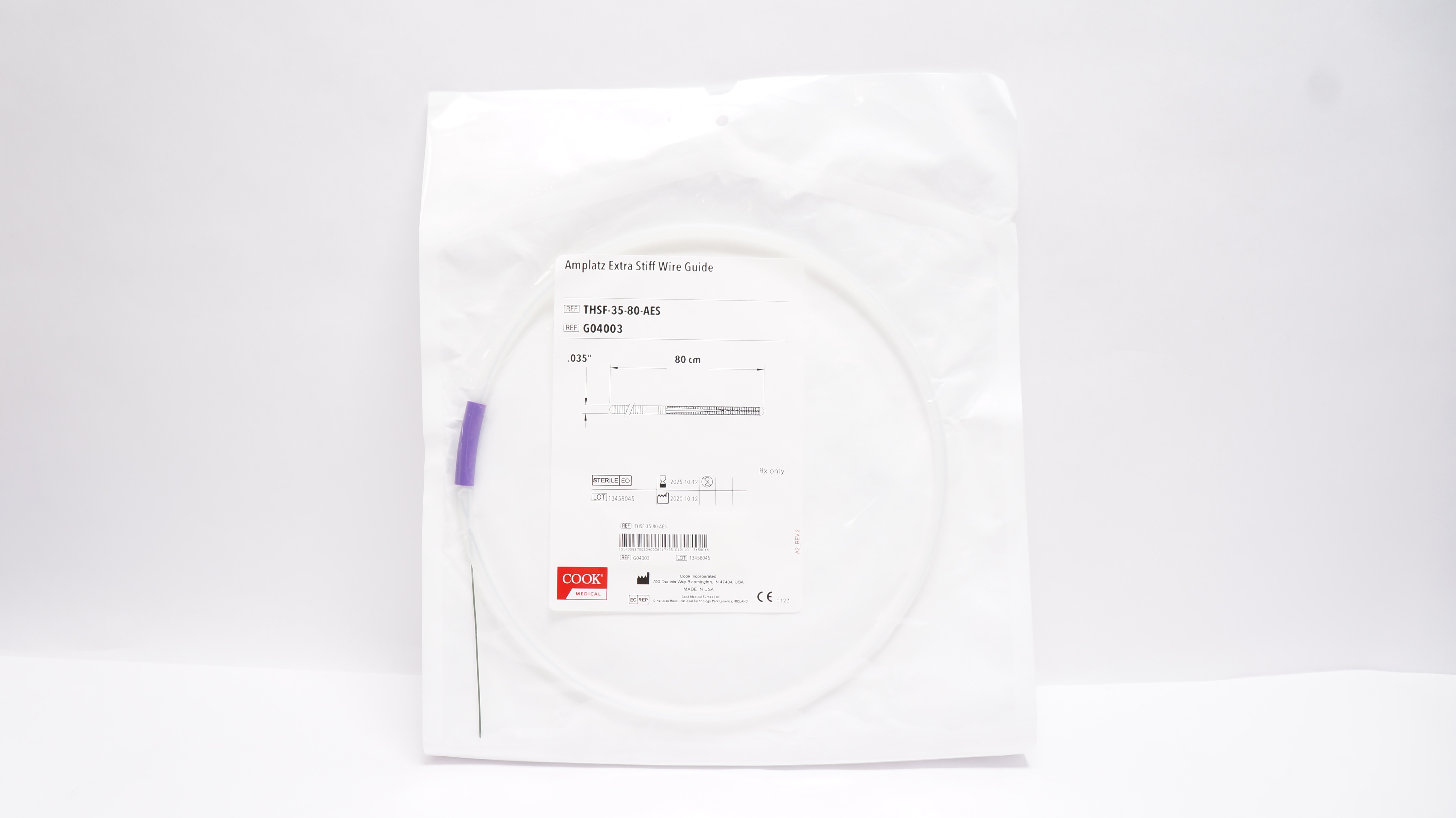 Cook Medical G04003 Amplatz Extra Stiff Wire Guide 80cm x .035inch