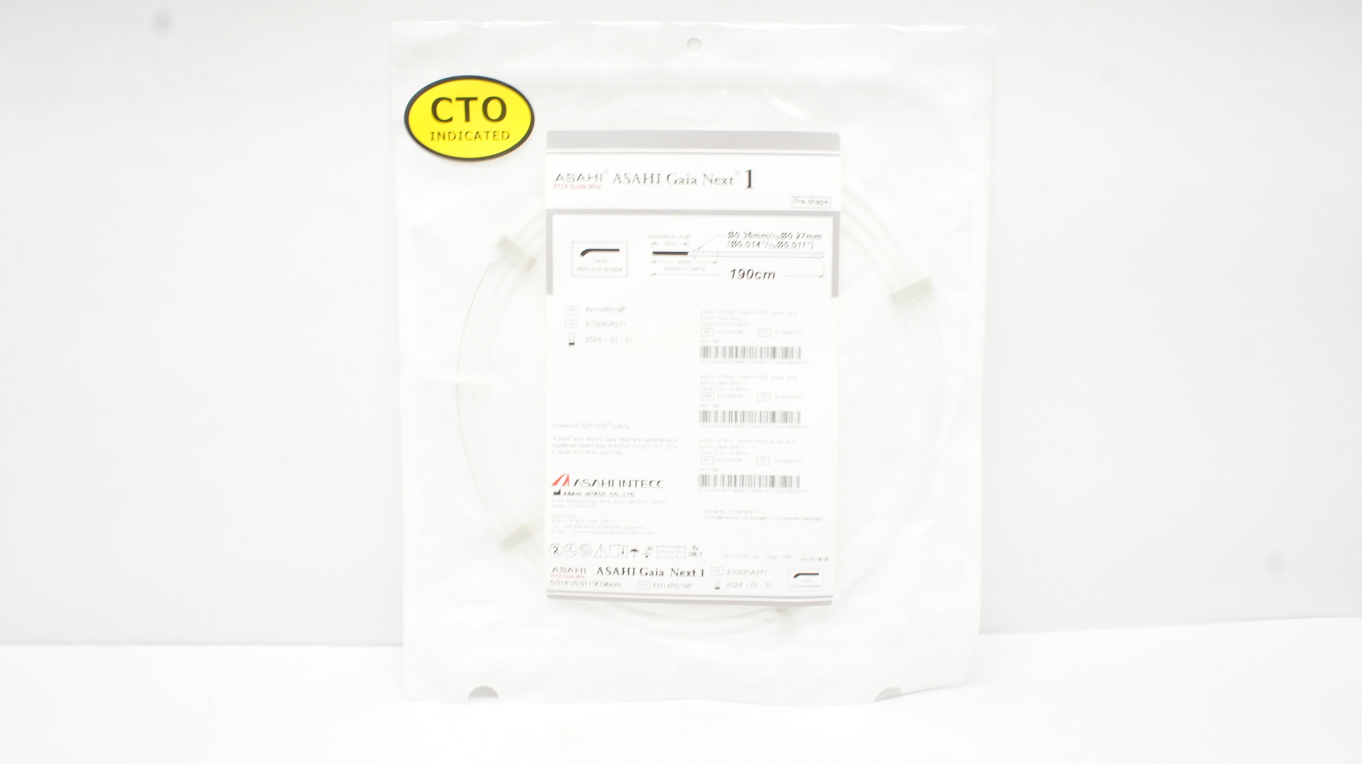 ASAHI Intecc AH14R019P PTCA Guide Wire Mini Pre-Shape 0.014/0.011inch x 190cm(x)