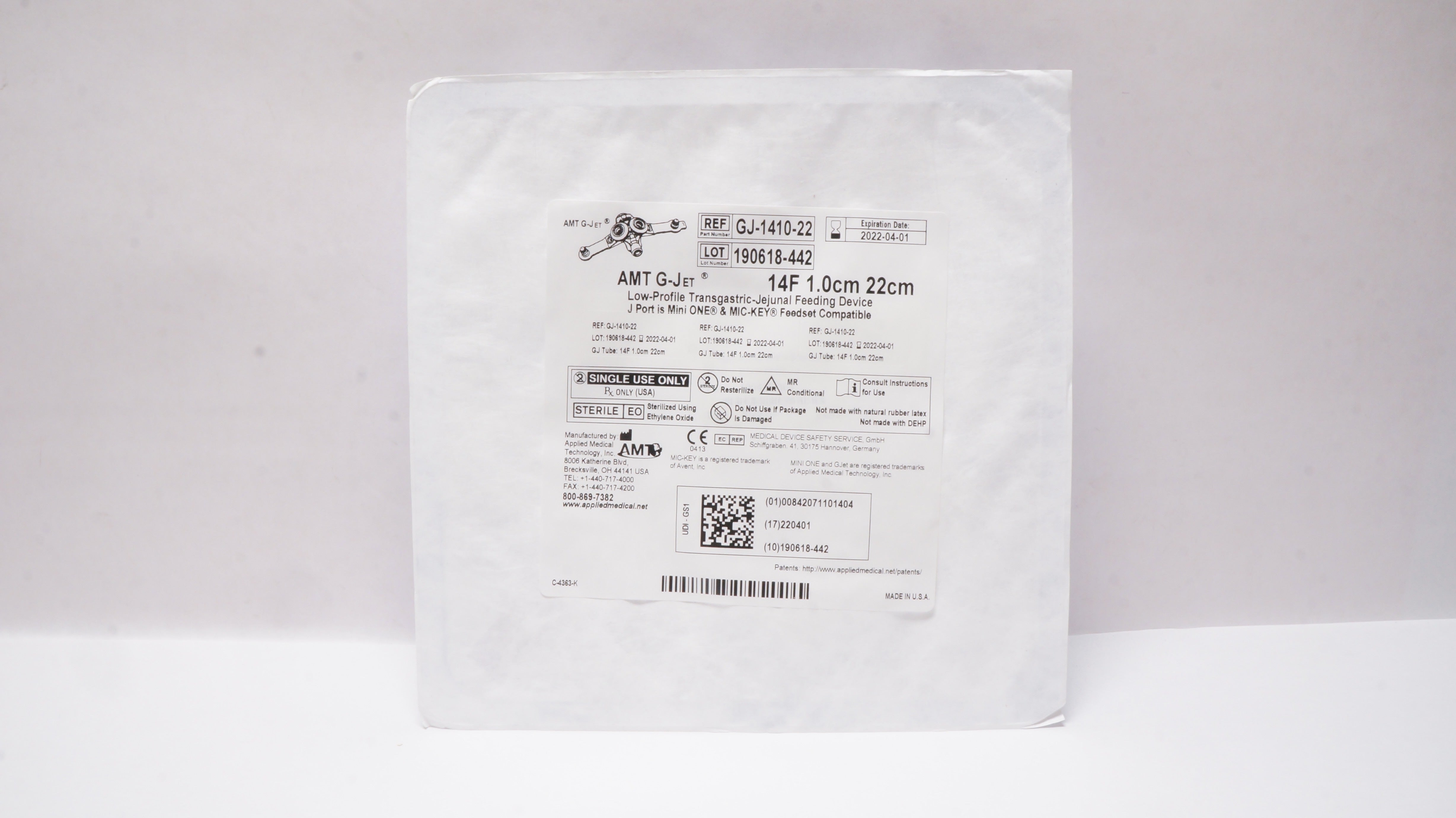 Applied Medical GJ-1410-22 Transgastric-Jejunal Feeding Device 14F 1.0cm 22cm(x)