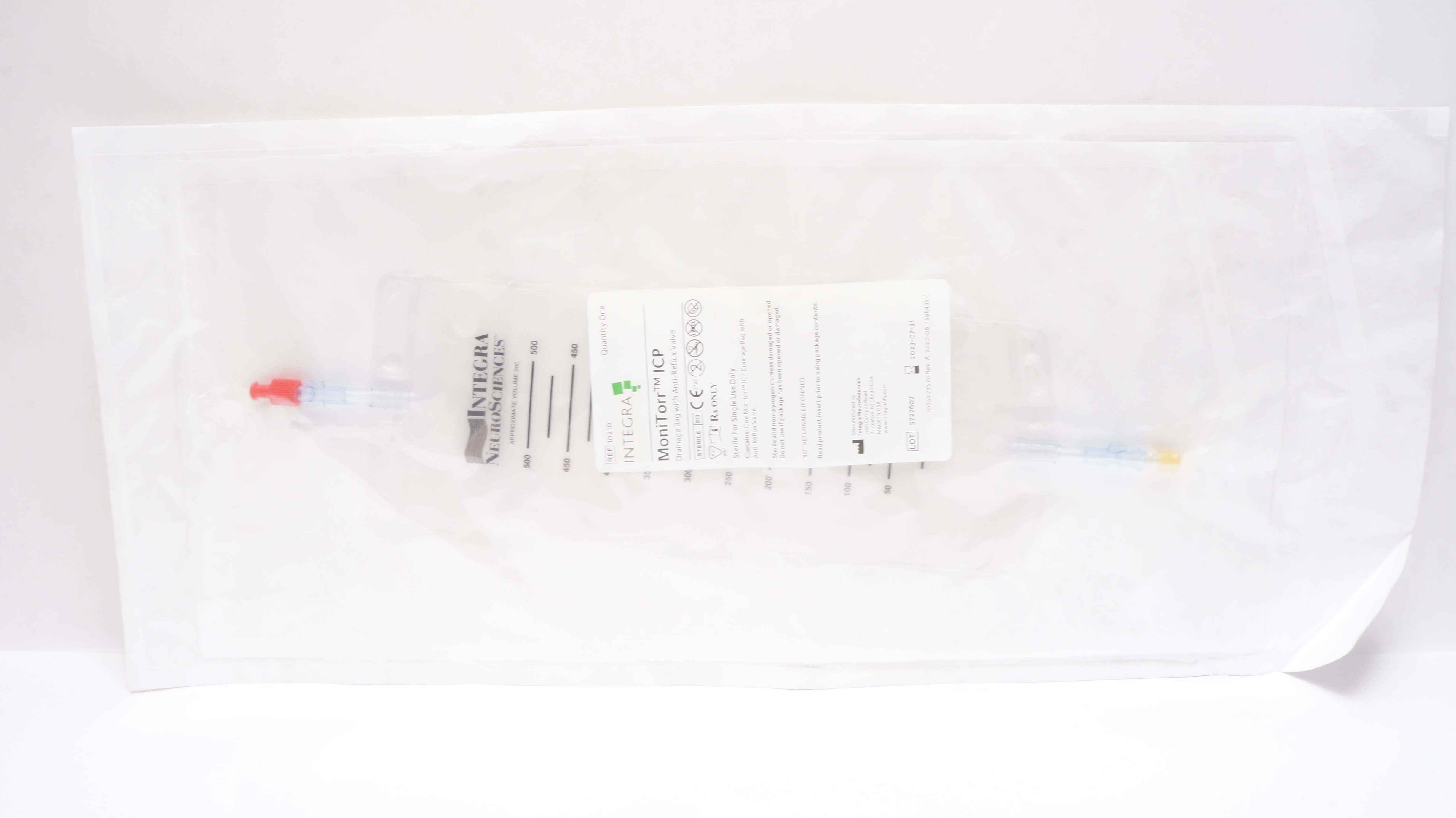 INTEGRA 10210 Monitorr ICP Drainage Bag with Anti-Reflux Valve