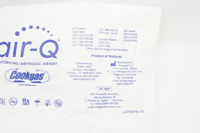 Cookgas 3035 Air-Q Intubating Laryngeal Airway Size 3.5 50-70kg (x)