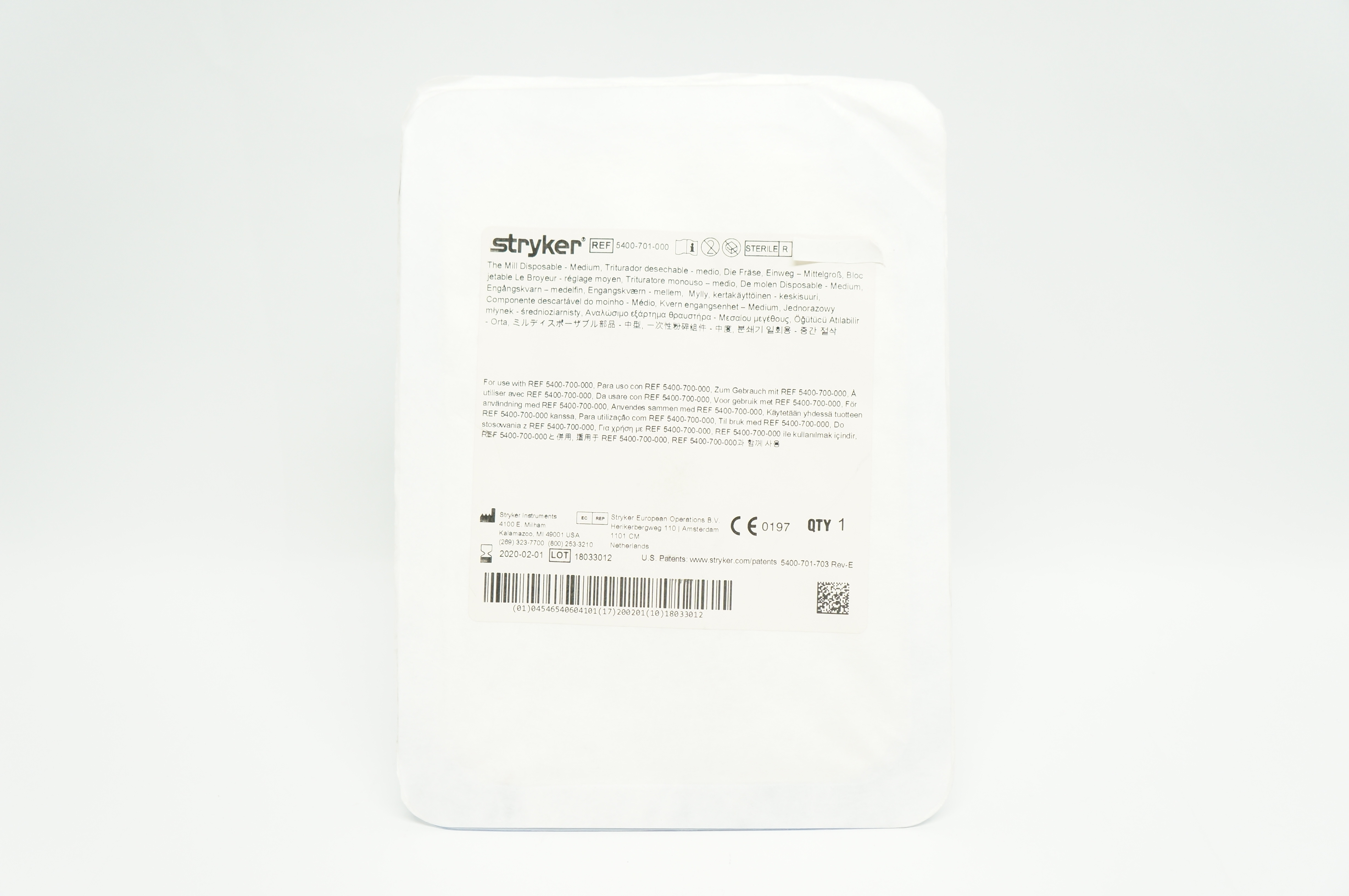 Stryker 5400-701-000 The Mill Disposable-Medium (x)