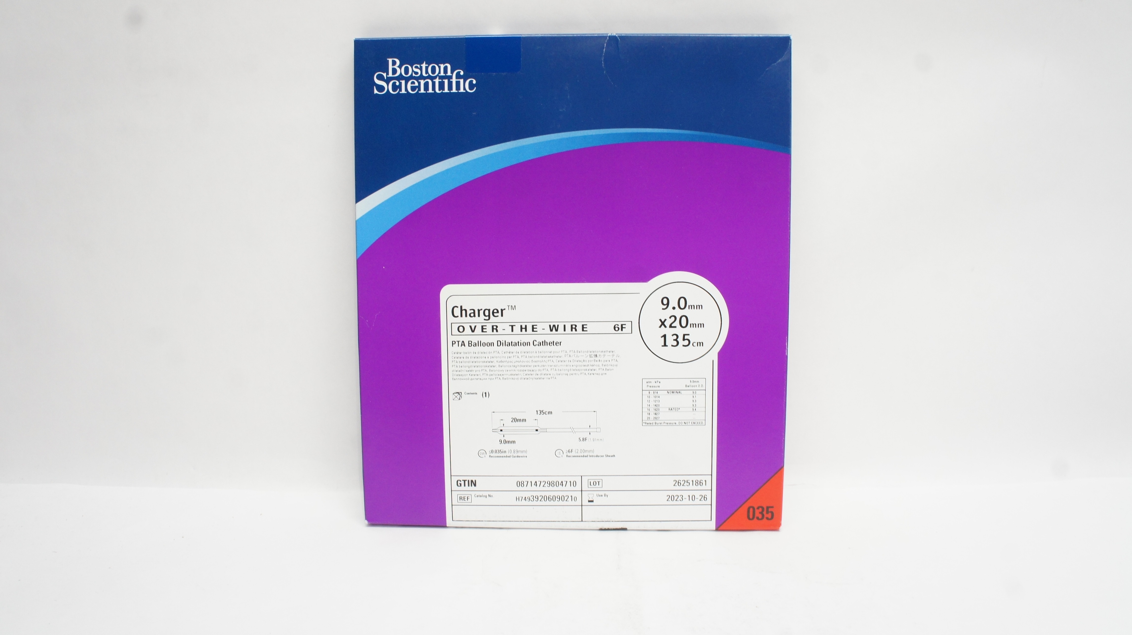 Boston Scintific 3920609021 PTA Balloon Dilatation Cath. 9.0mmx20mmx135cm (x)