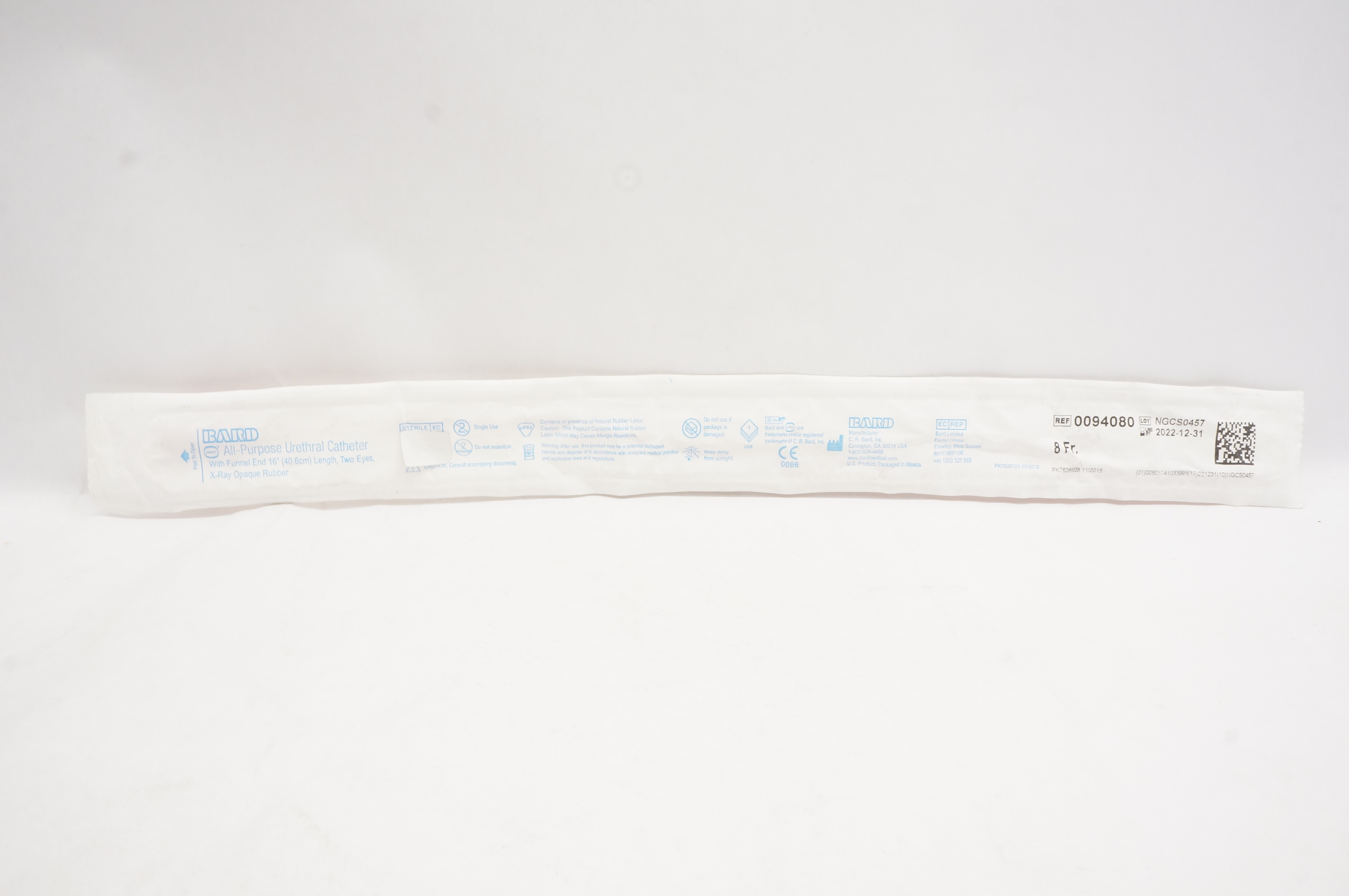 Bard 0094080 Davol All-Purpose Urethral Cath. 8Fr x 16 inch (x)