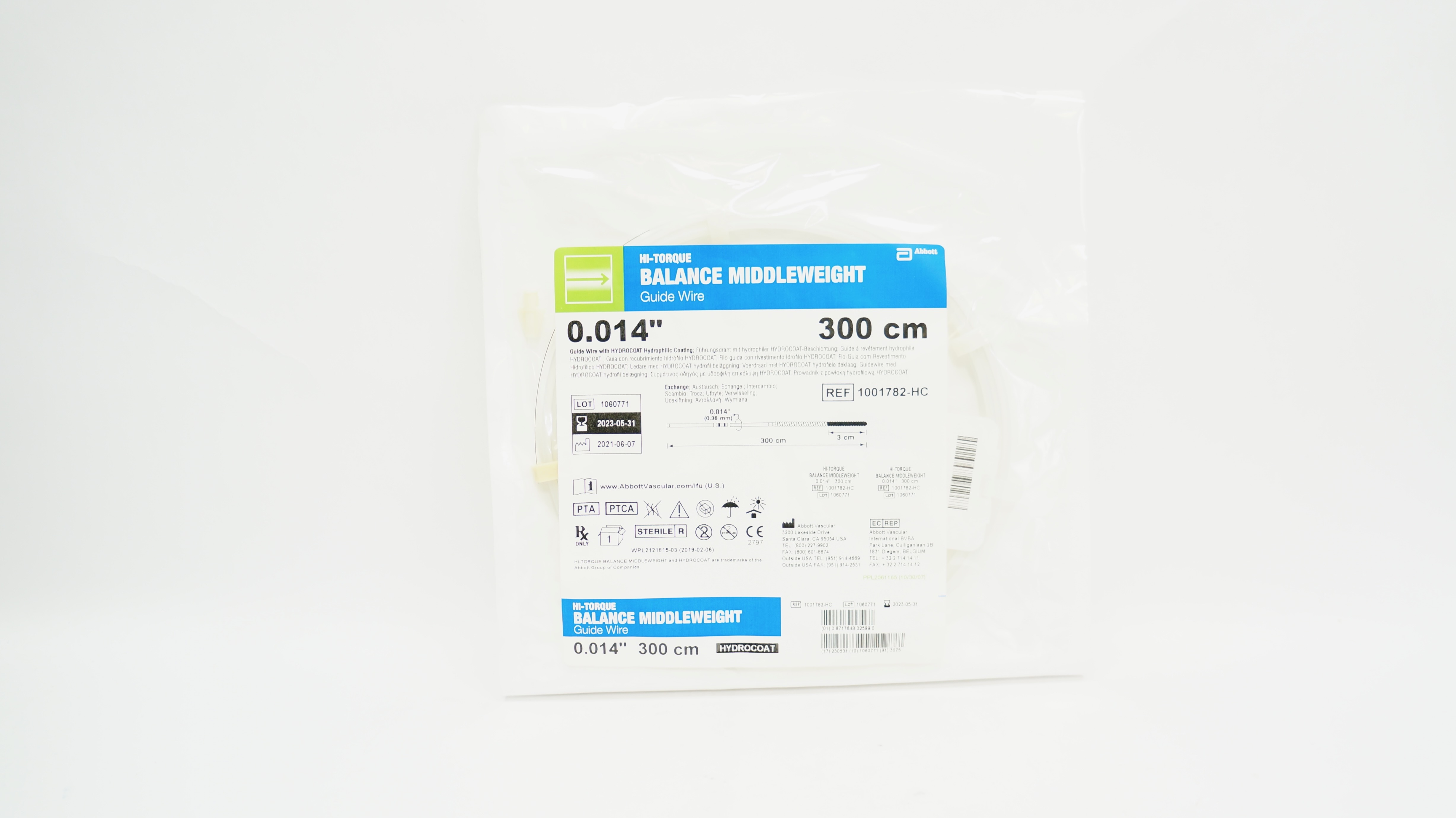 Abbott 1001782-HC Hi-Torque Balance Middleweight Guide Wire 0.014inch x 300cm(x)