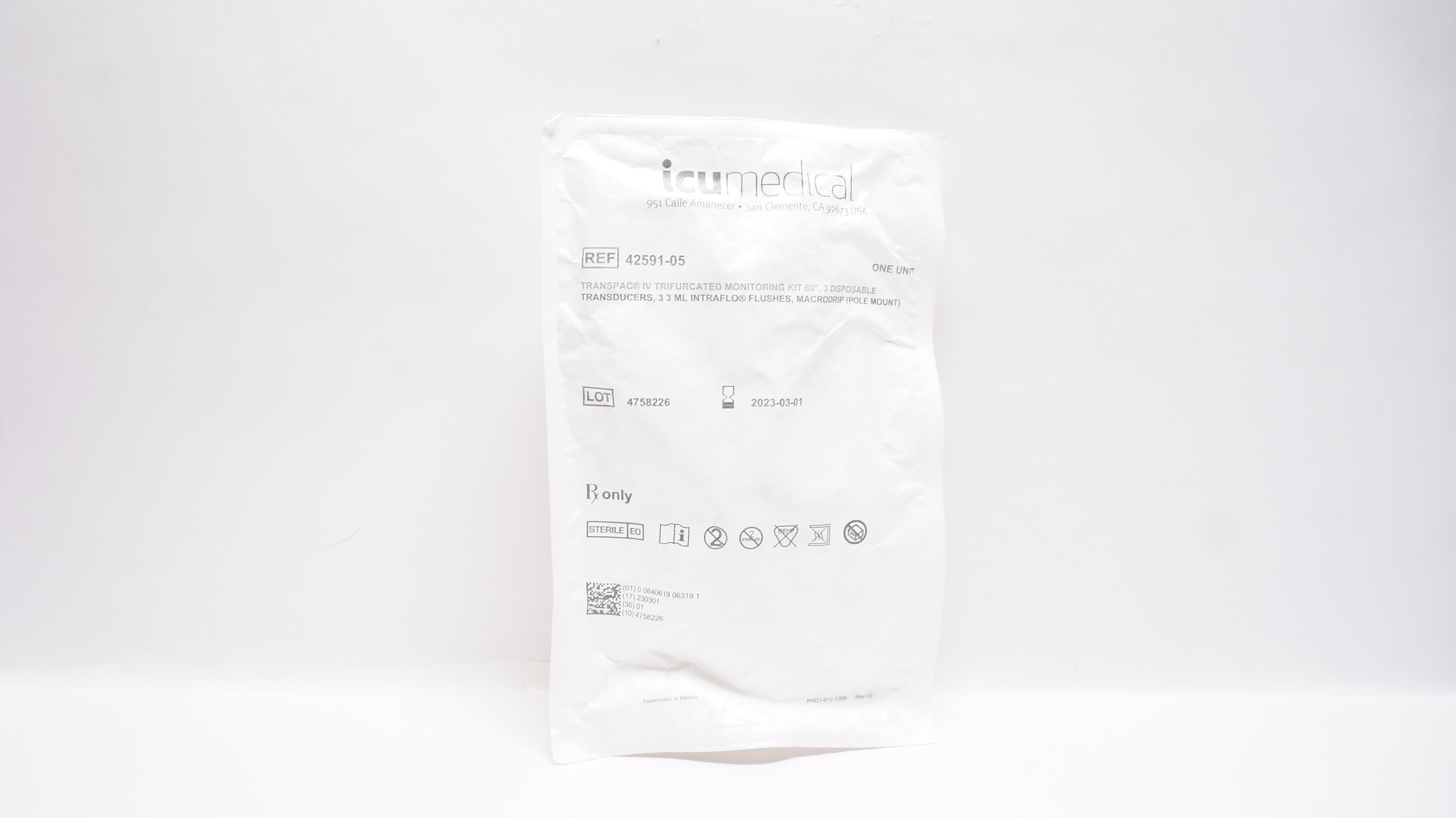 ICU Medical 42591-05 Transpac IV Trifurcated Monitoring Kit 60inch (x)