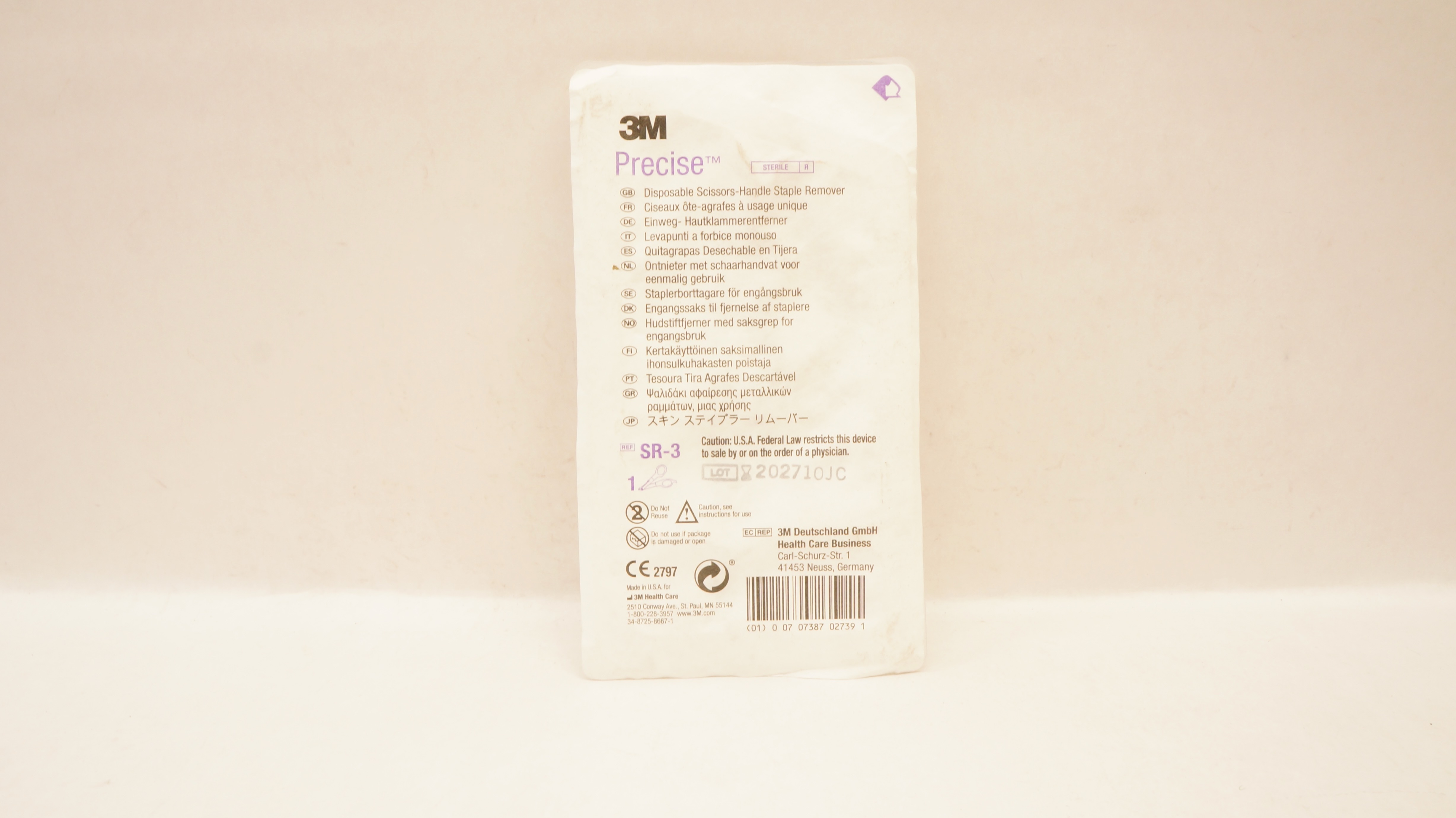3M SR-3 Precise Disposable Scissors-Handle Staple Remover