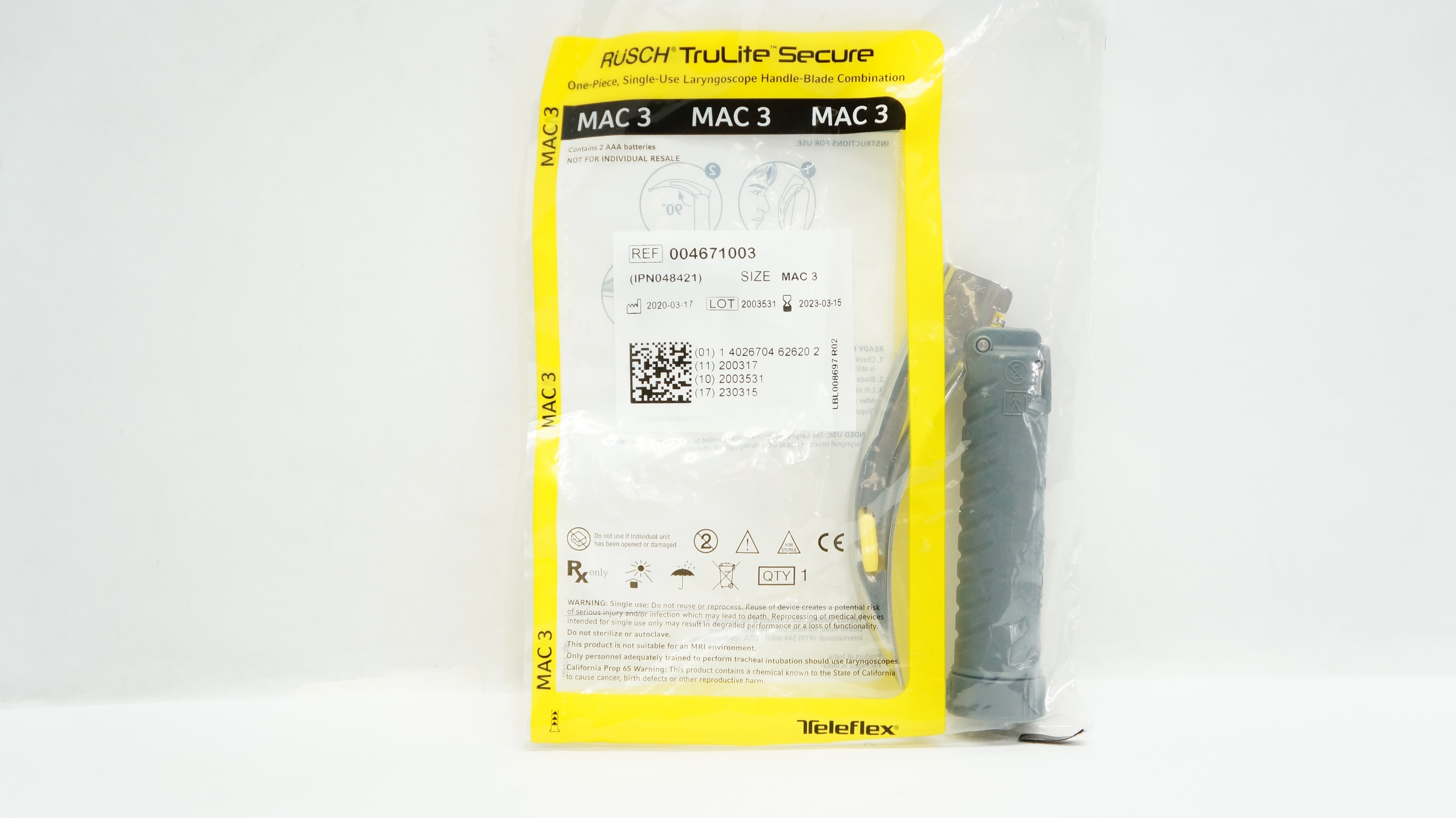 Teleflex 004671003 Rusch TruLite Secure Laryngoscope Handle-Blade Size ...