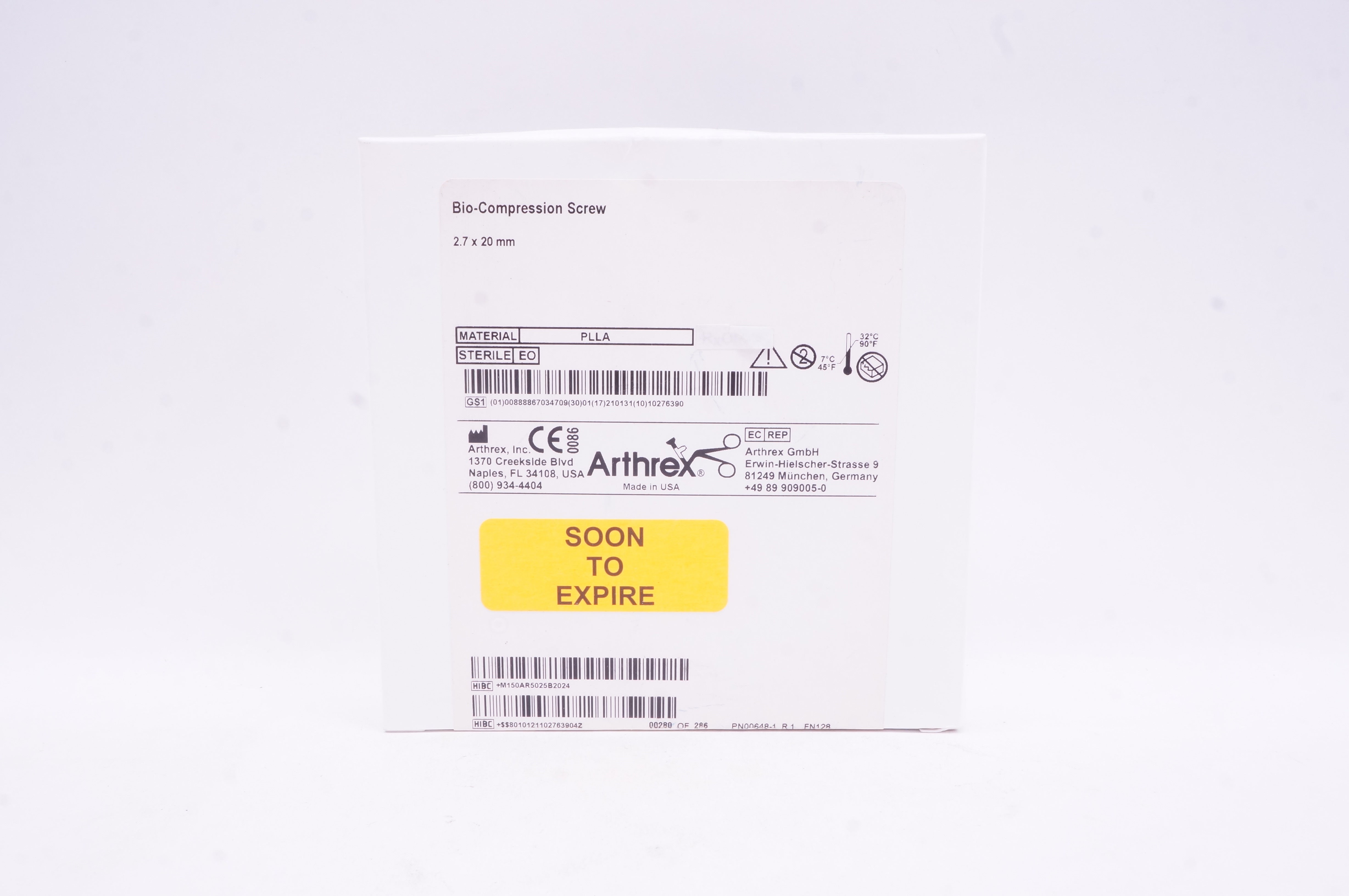 Arthrex AR-5025B-20 Bio-Compression Screw 2.7 x 20mm (x)