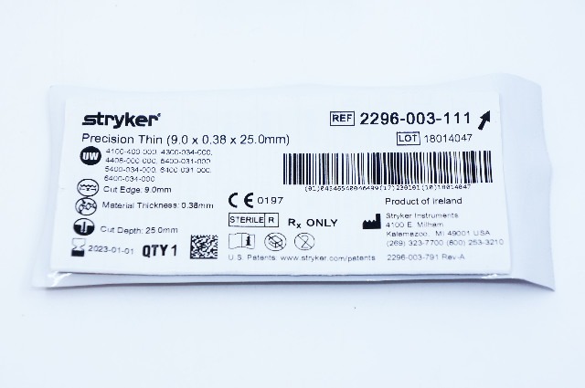 Stryker 2296-003-111 Precision Thin 9.0 x 0.38 x 25.0mm