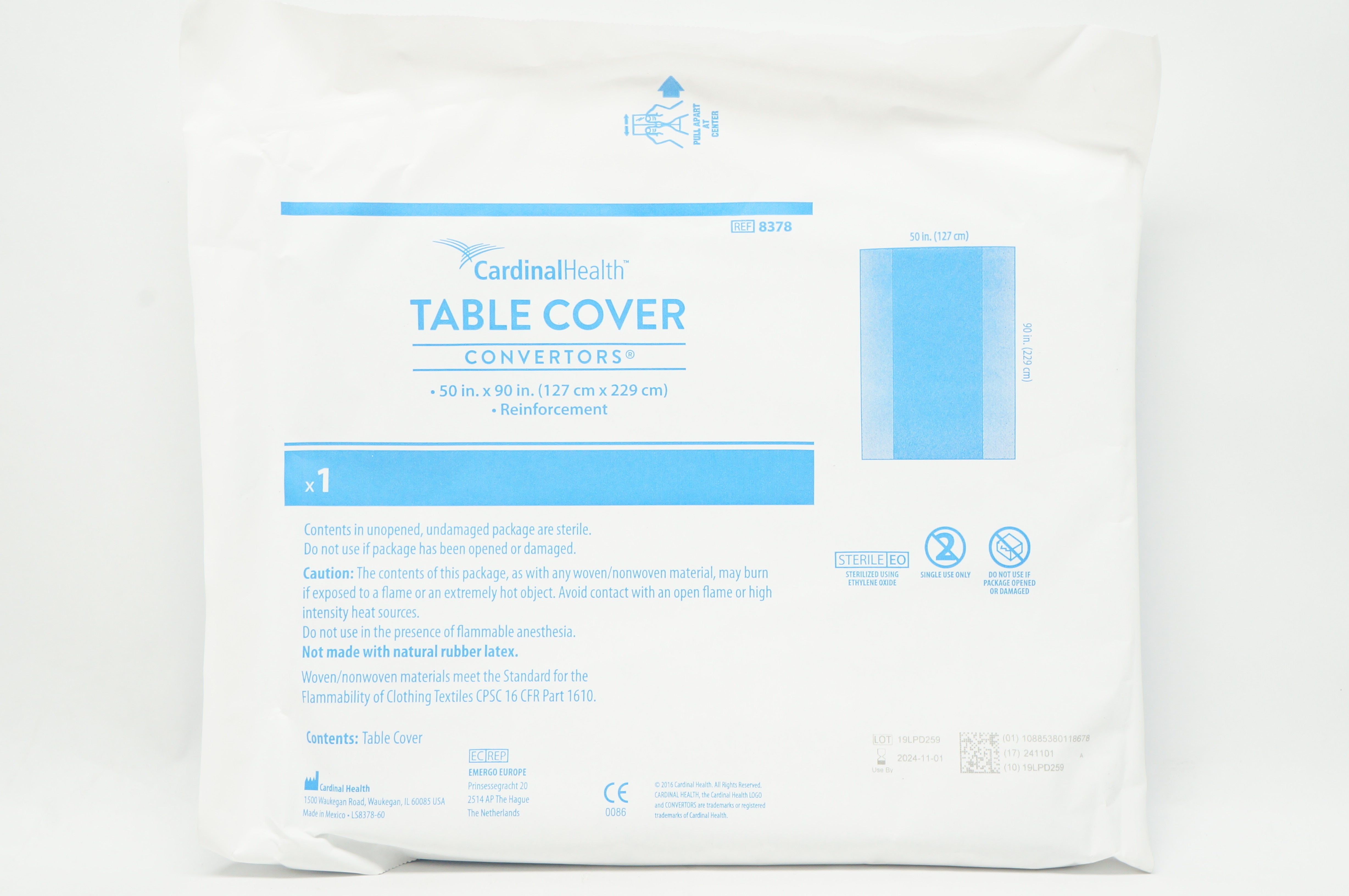 Cardinal Health 8378 Table Cover Convertors Reinforcement 50in. x 90in.