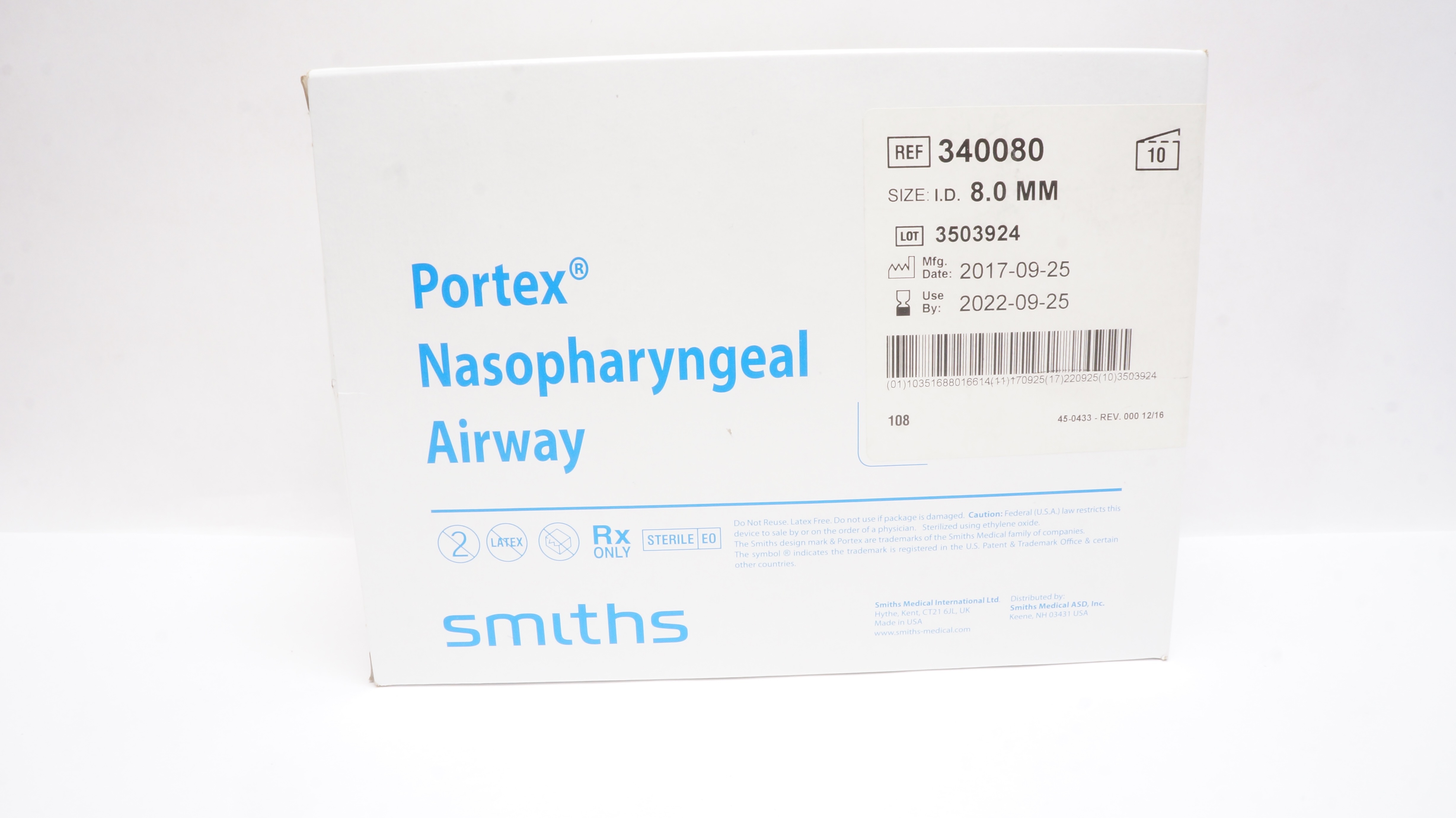 Smiths Medical 340080 Portex Nasopharyngeal Airway 8.0mm - Box of 10 (x)