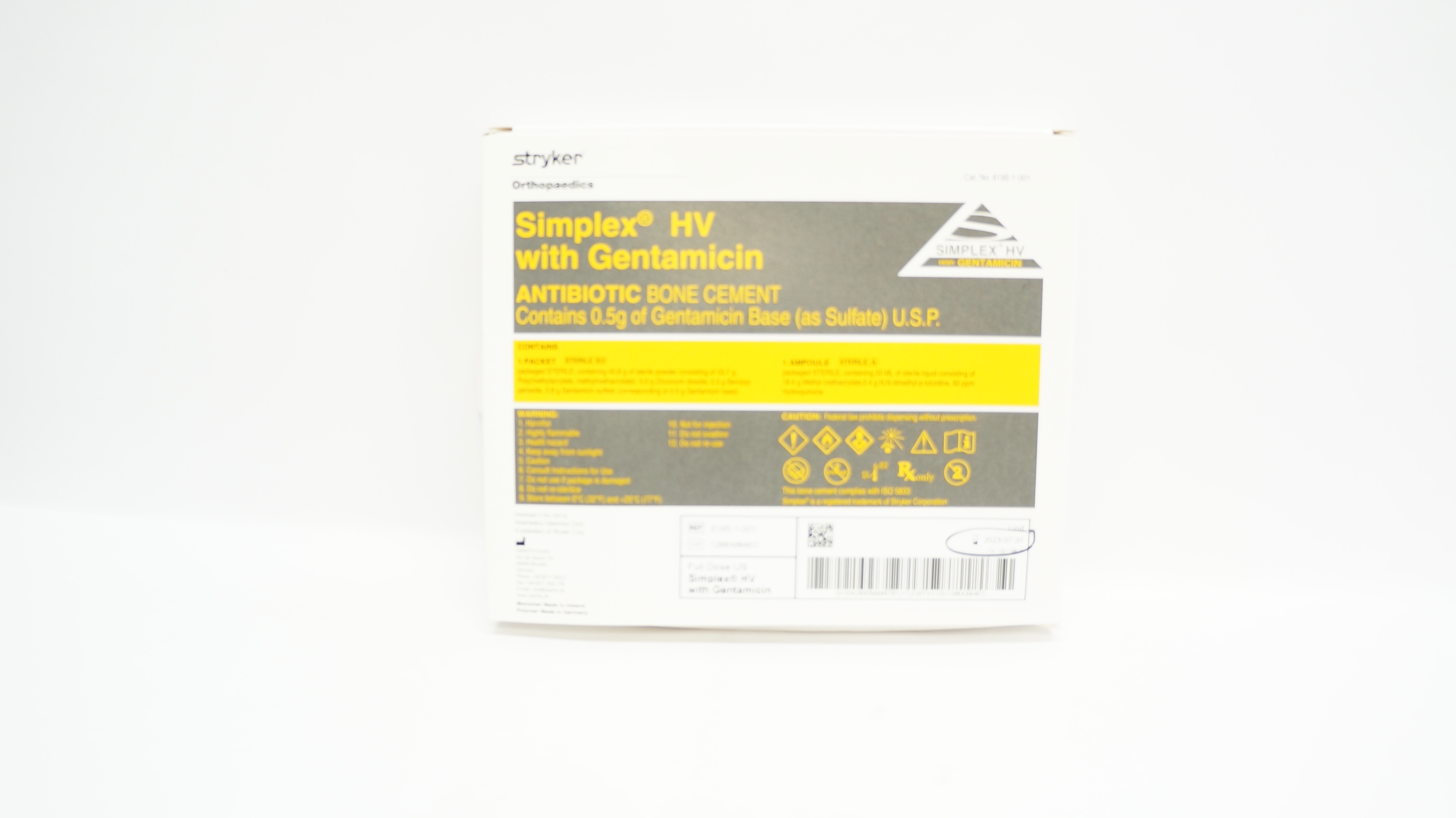 Stryker 6195-1-001 Osartis Simplex HV with Gentamicin Antibiotic Bone ...