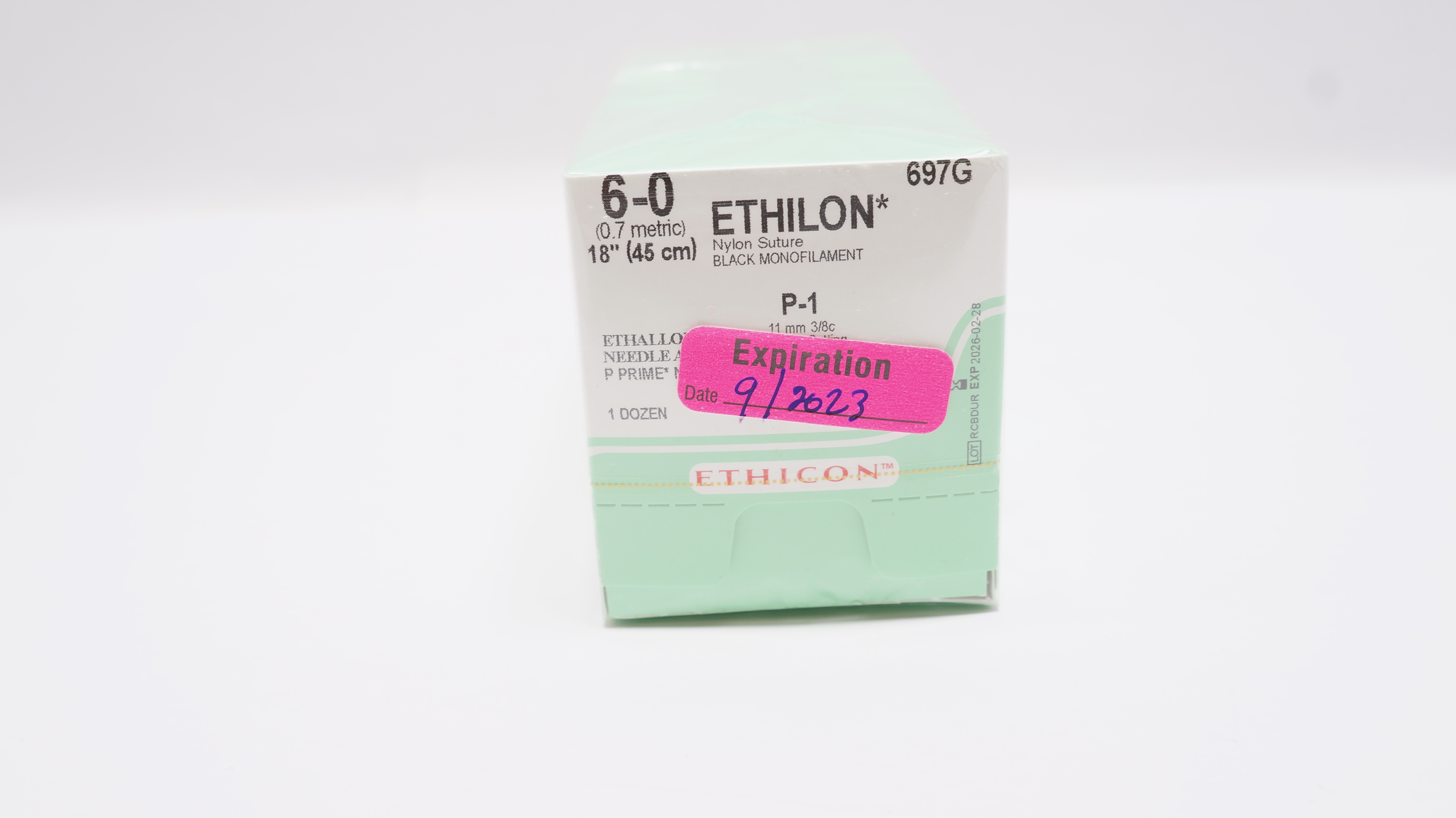 Ethicon 697G 6-0 Ethilon Stre P-1 11mm 3/8c Reverse Cutting 18inch - Box of 12