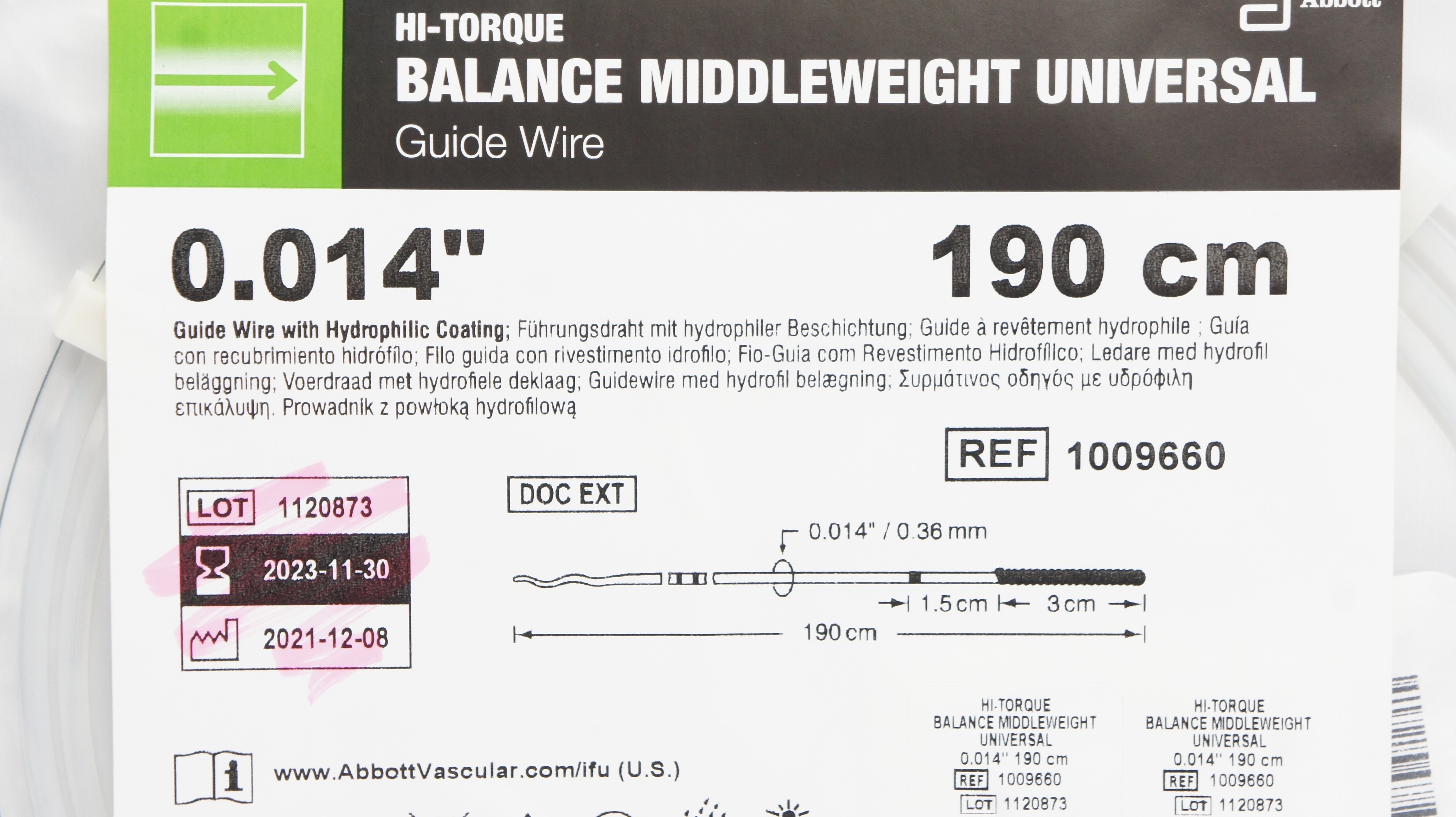 Abbott 1009660 Hi-Torque Balance Middleweight Guide Wire