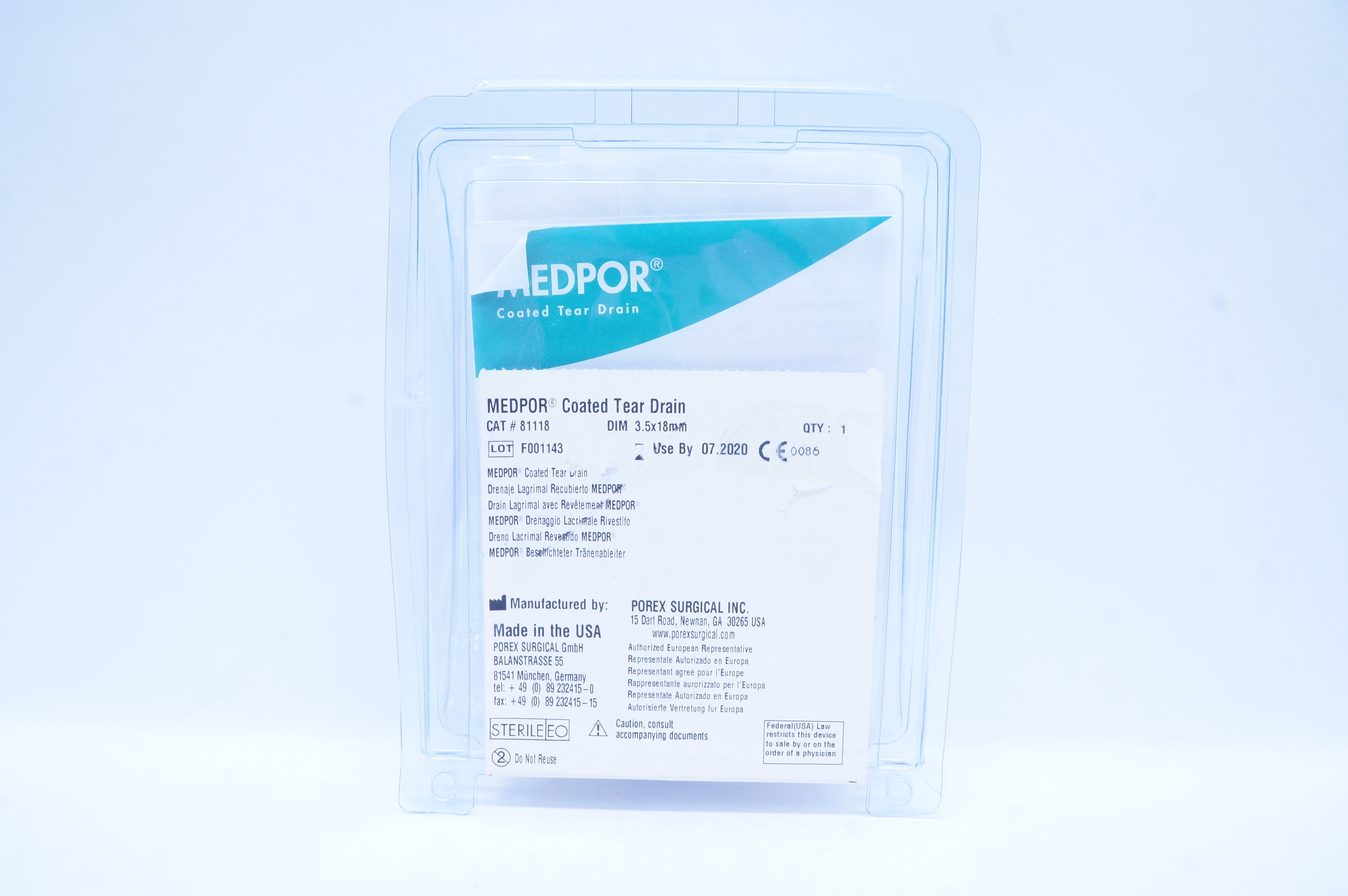 Porex 81118 Medpor Coated Tear Drain 3.5mm x 18mm (x)