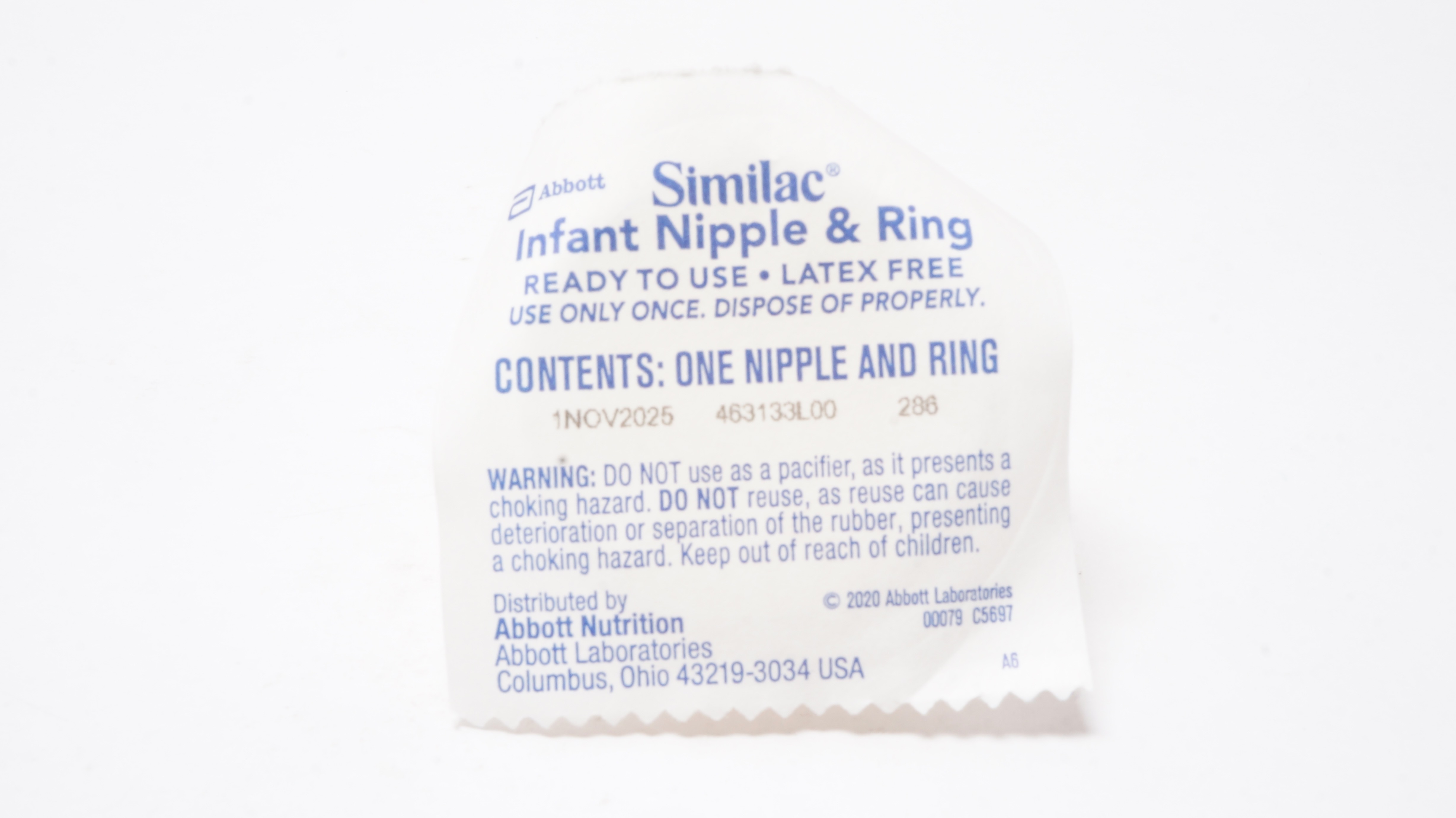 Abbott Nutrition 463133L00 Similac Infant Nipple & Ring 286
