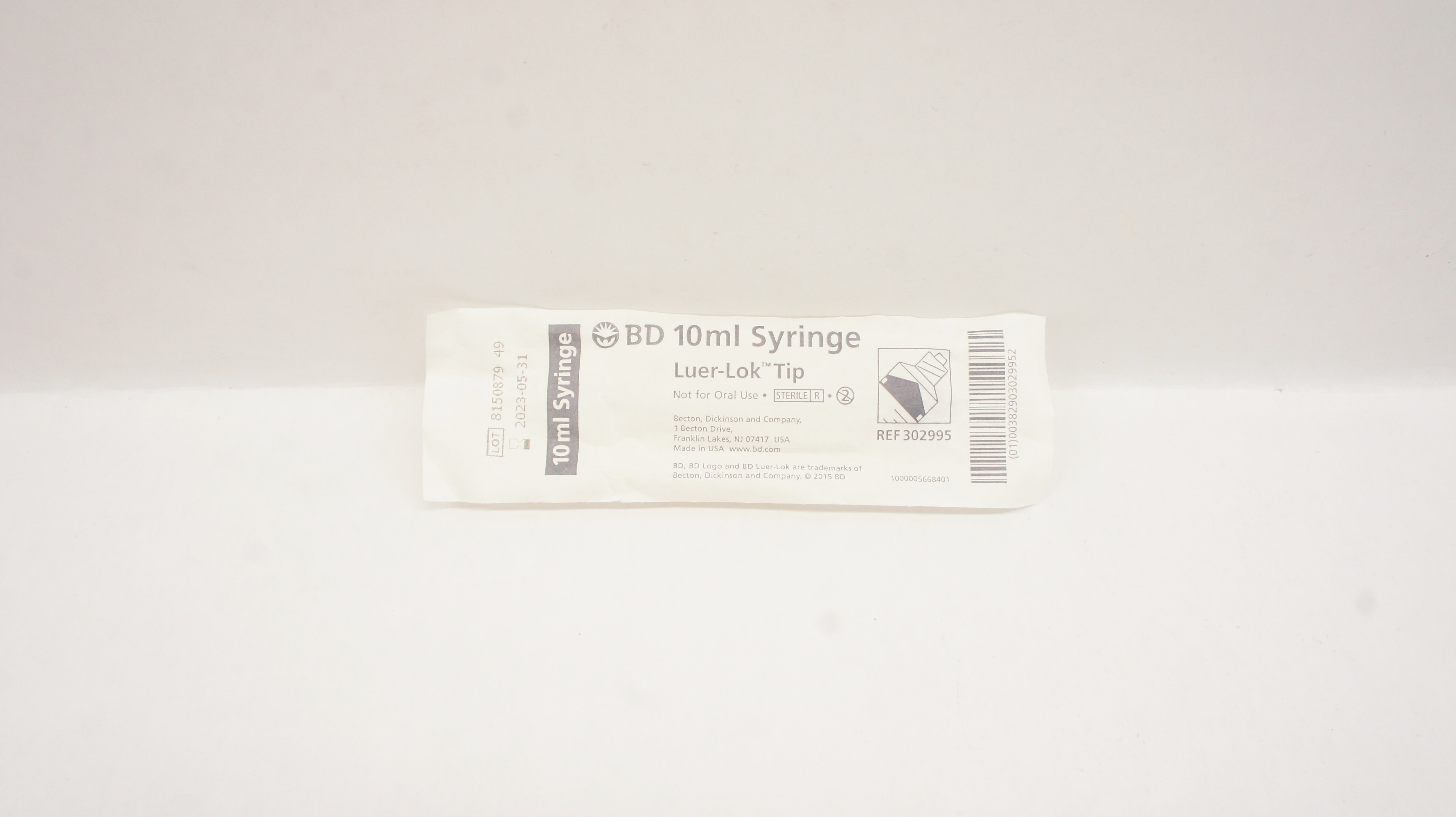 BD 302995 Luer-Lok Tip Syringe 10ml