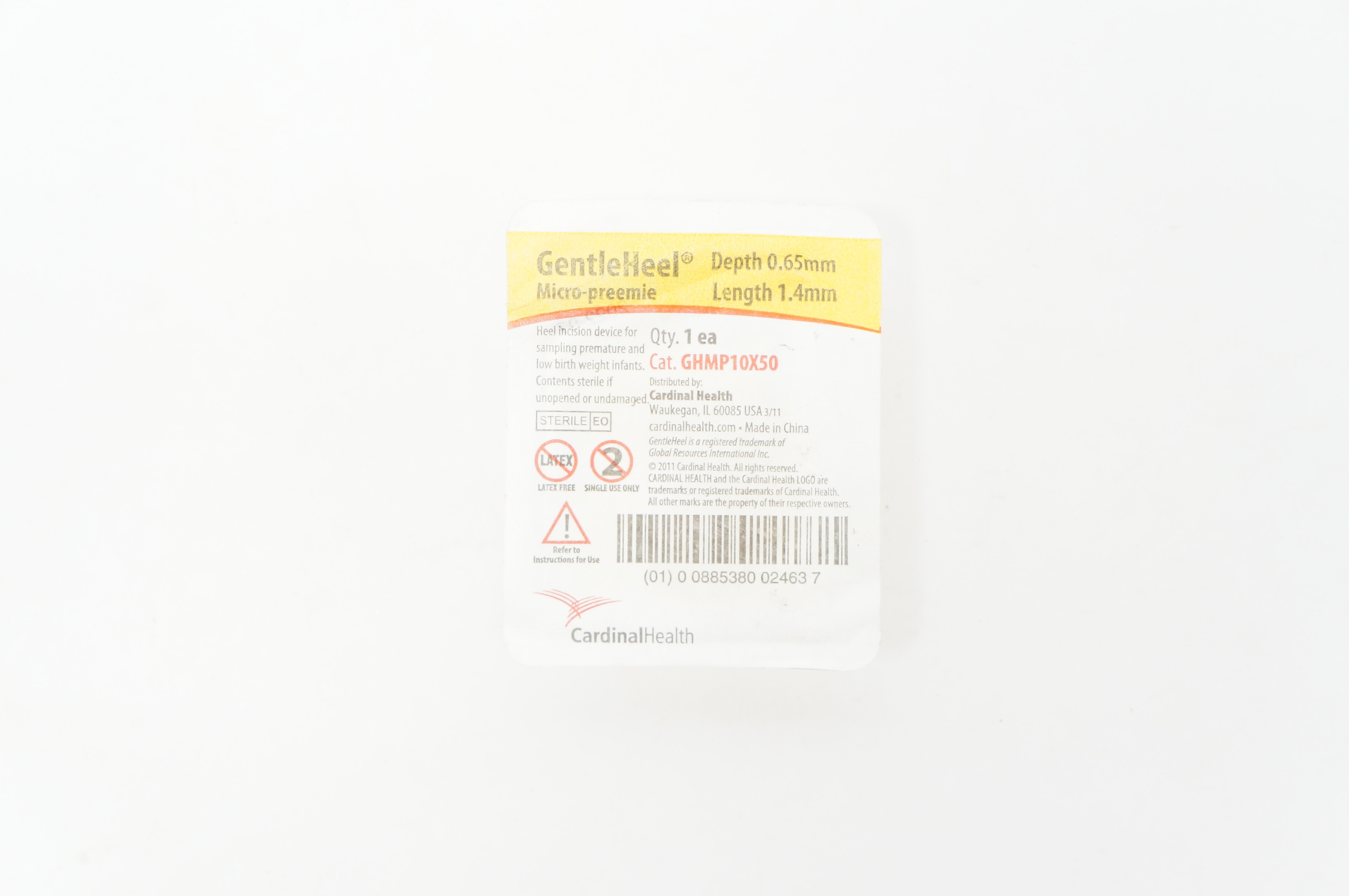 Cardinal Health GHMP10X50 Gentle Heel Micro-Preemie 0.65 x 1.4mm