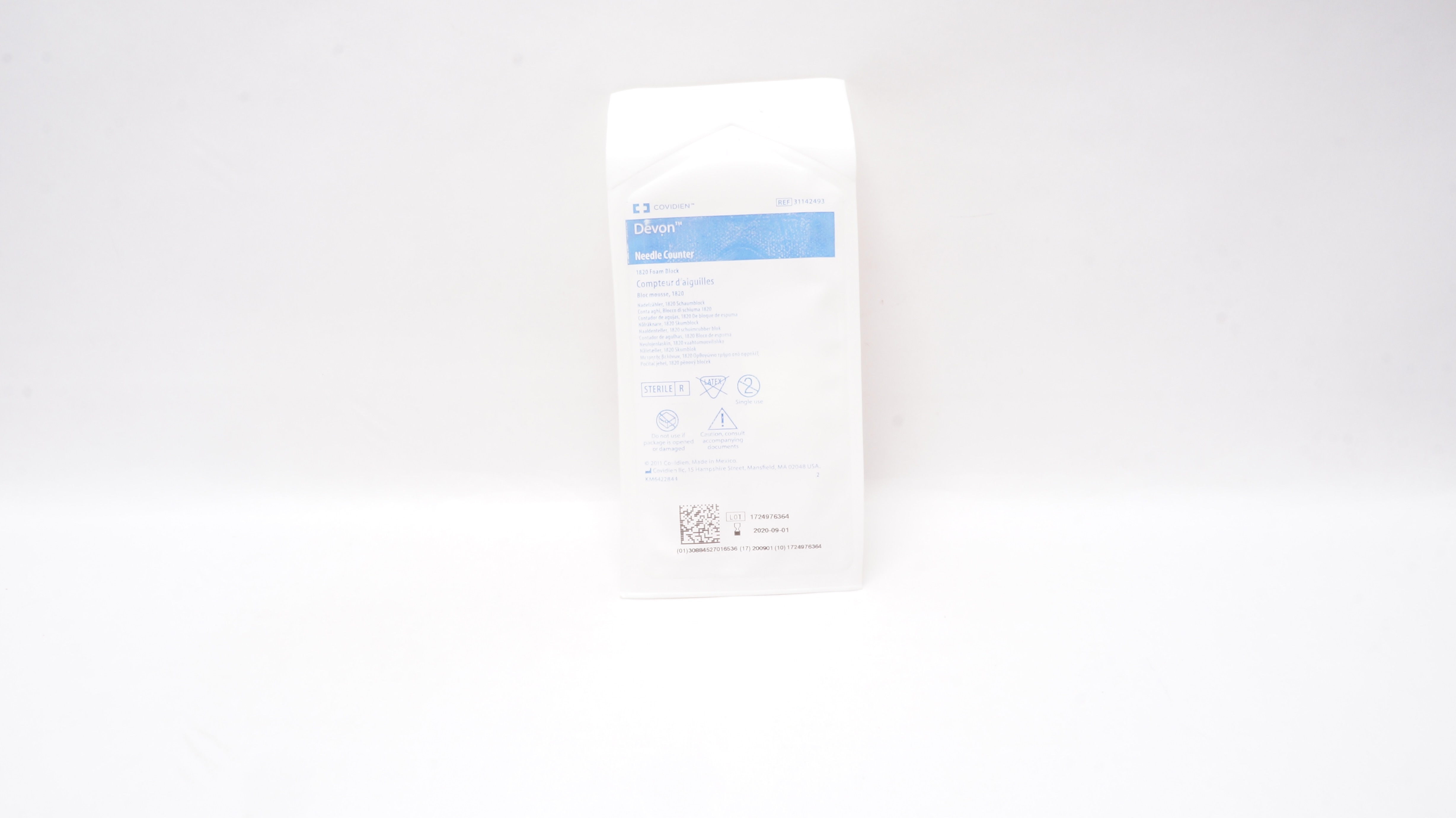 Covidien 31142493 Devon Ndle Counter 1820 Foam Block (x)