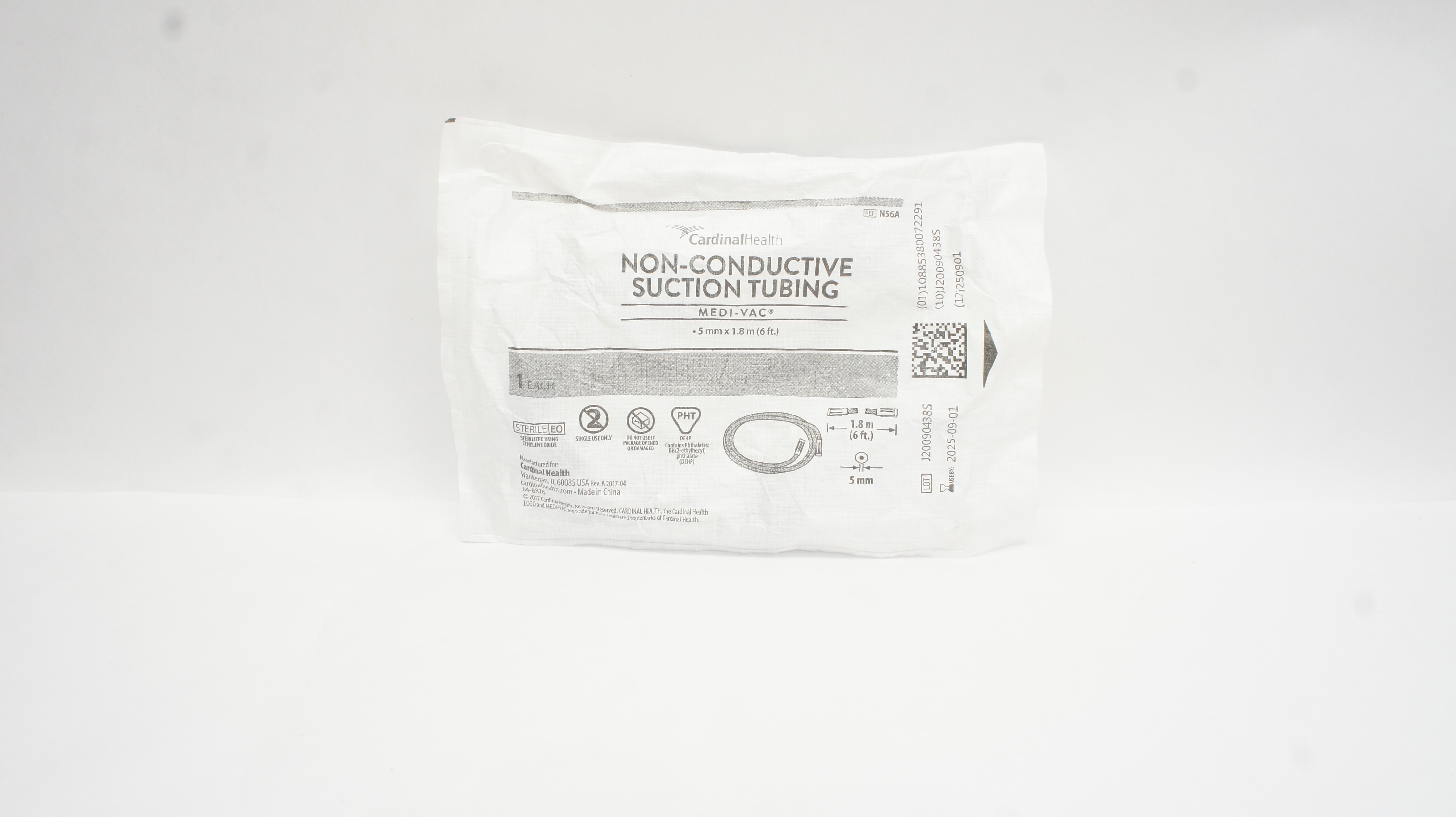 Cardinal Health N56A Medi-Vac Non-Conductive Suction Tubing 5mm x 6Ft