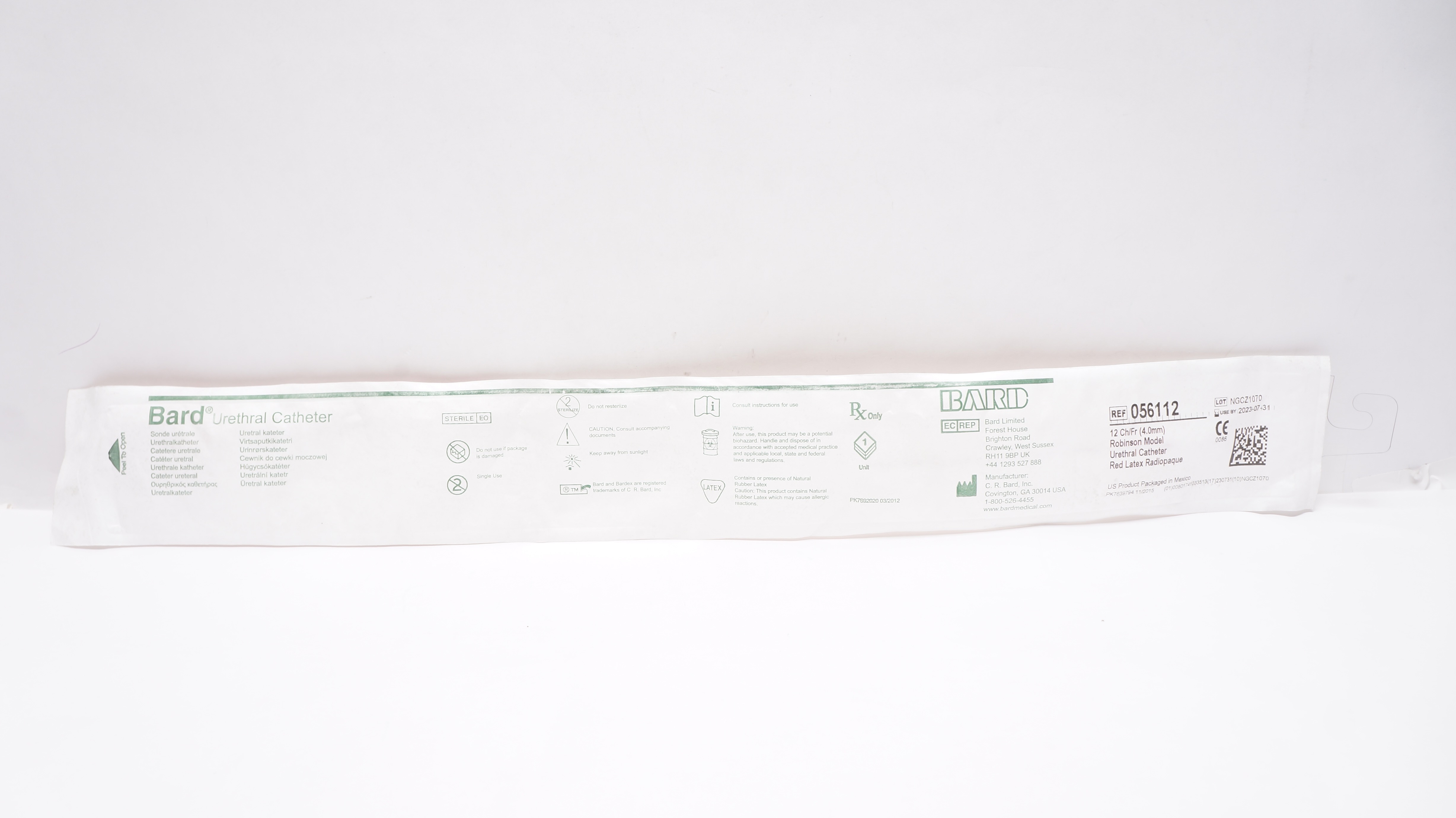 Bard 056112 Urethral Cath. Robinson Model, 12Fr (x)