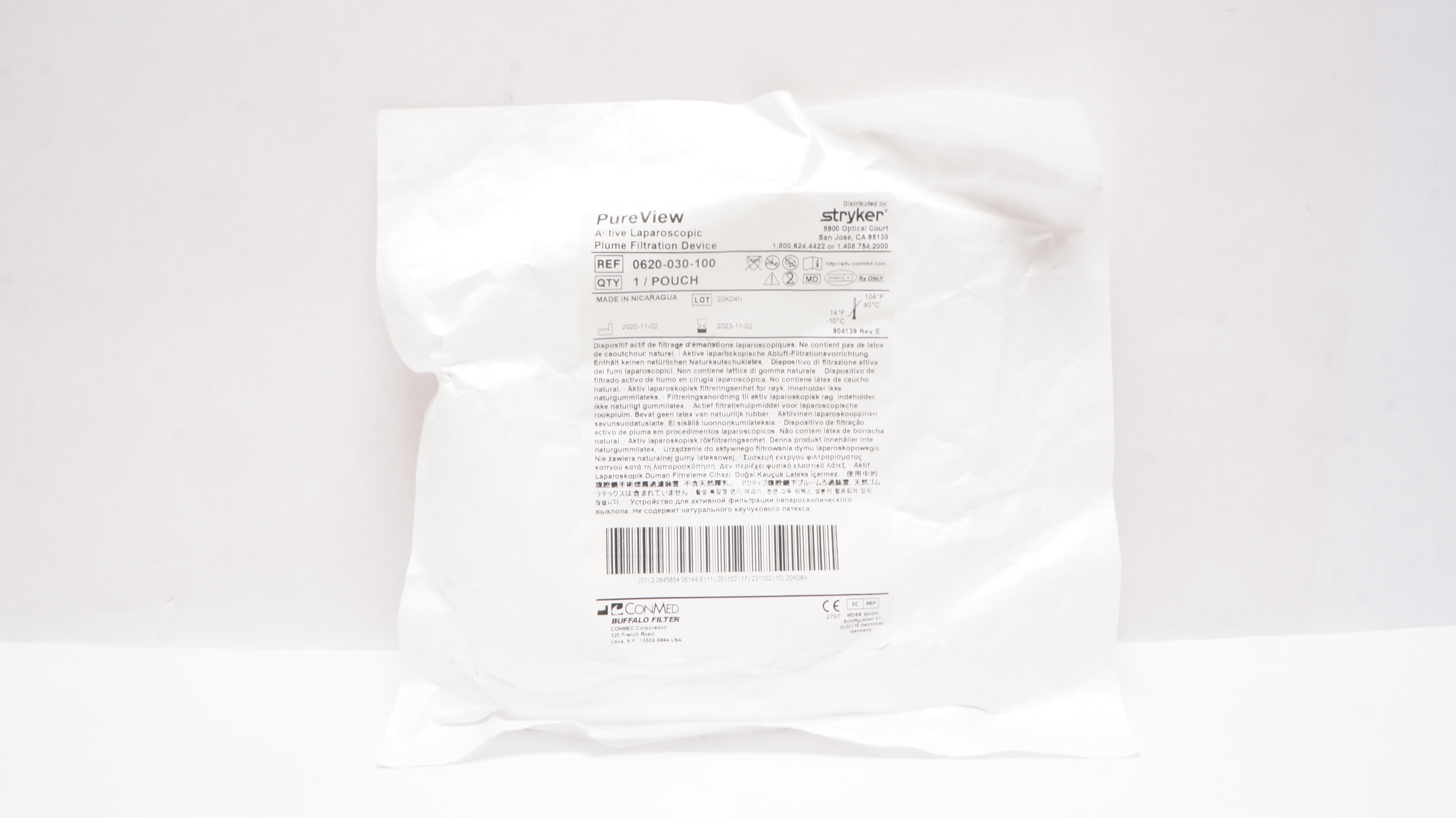 Stryker 0620030100 PureView Active Laparoscopic Plume Filtration