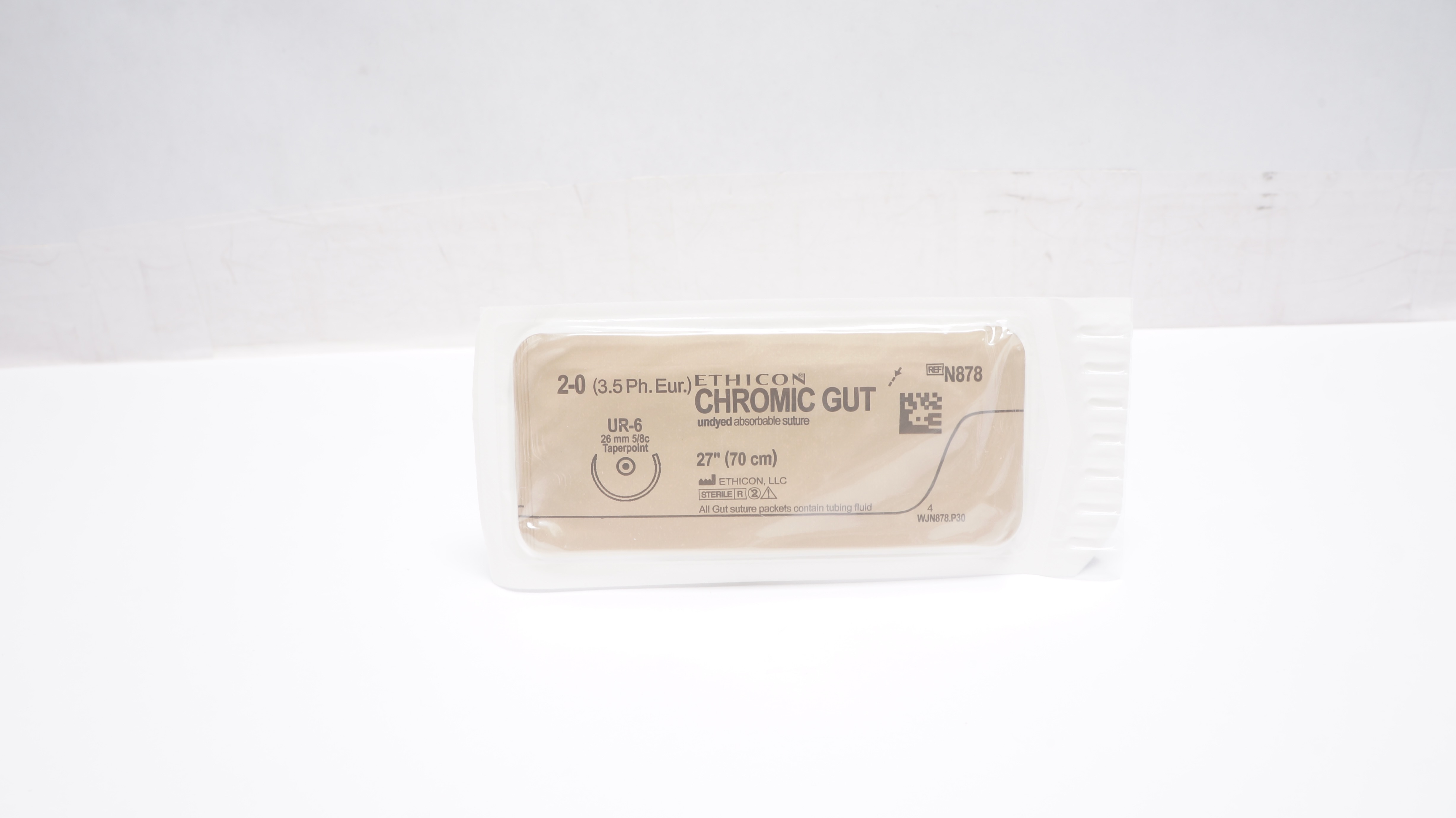 Ethicon N878 2-0 CHROMIC GUT Undyed Stre UR-6 26mm 5/8c Taperpoint 27inch